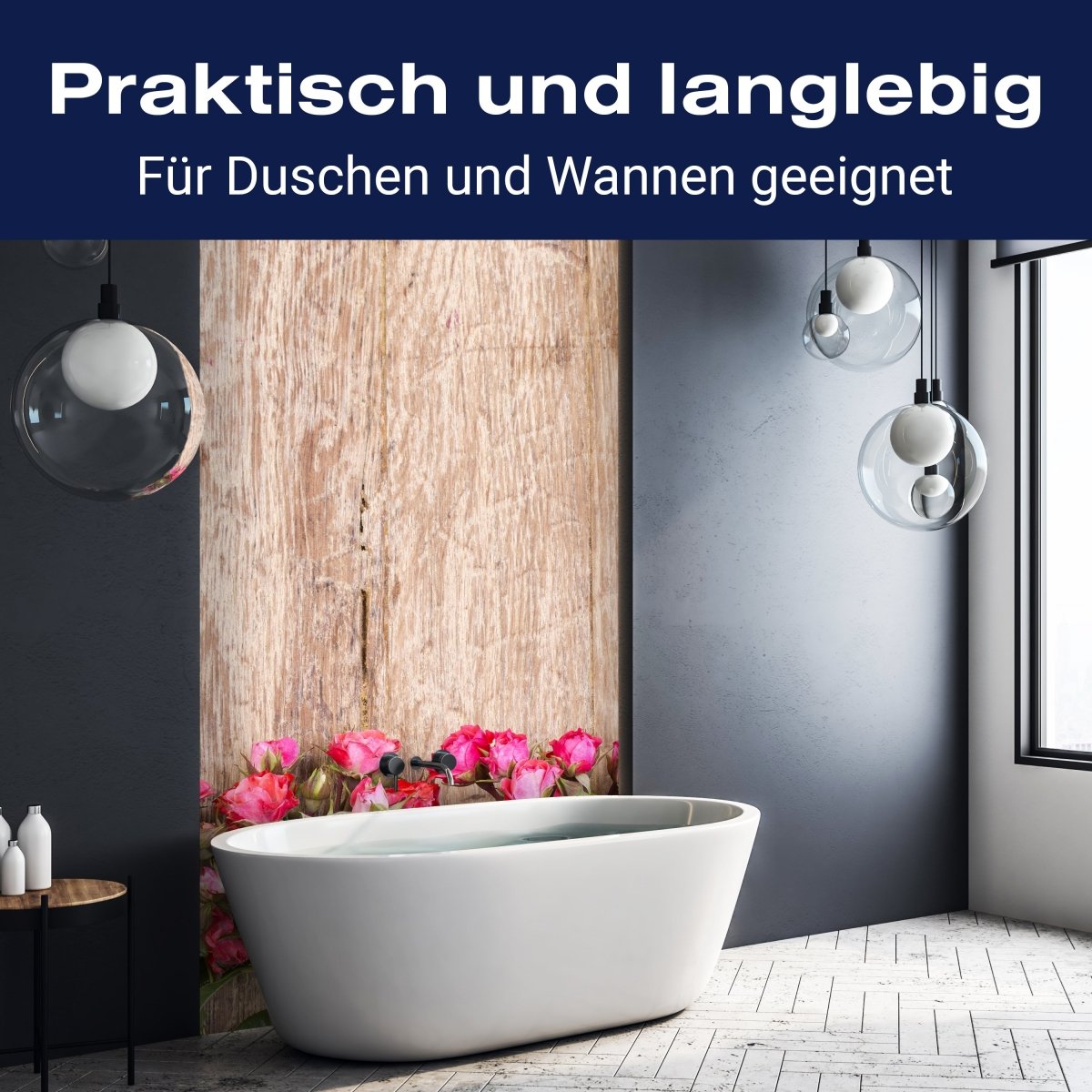 Duschwand Rote Rosen auf Holzbrett M1025 entdecken - Bild 3 Duschwand Rote Rosen auf Holzbrett M1025 entdecken - Bild 3