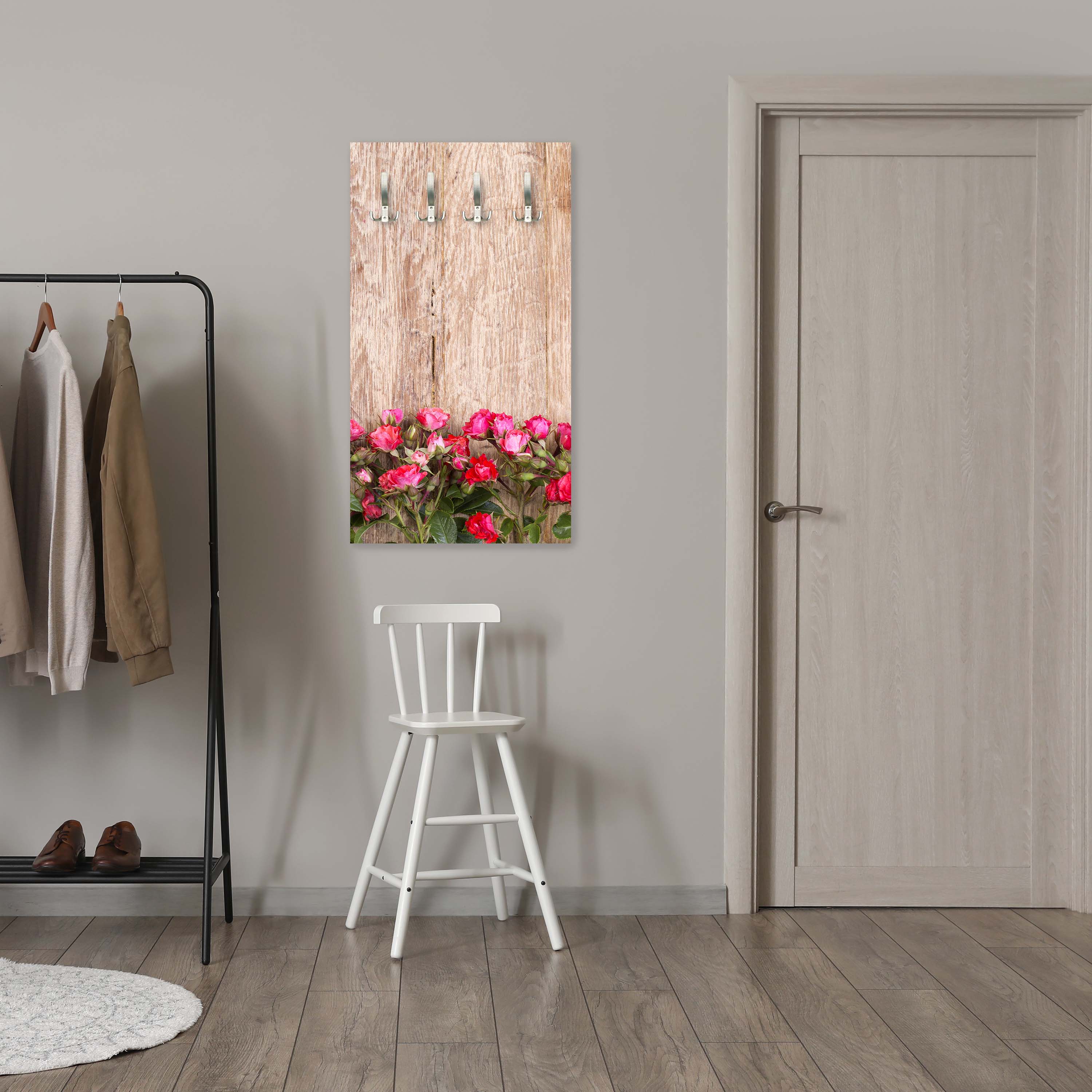 Garderobe Rote Rosen auf Holzbrett M1025 entdecken - Bild 5 Garderobe Rote Rosen auf Holzbrett M1025 entdecken - Bild 5