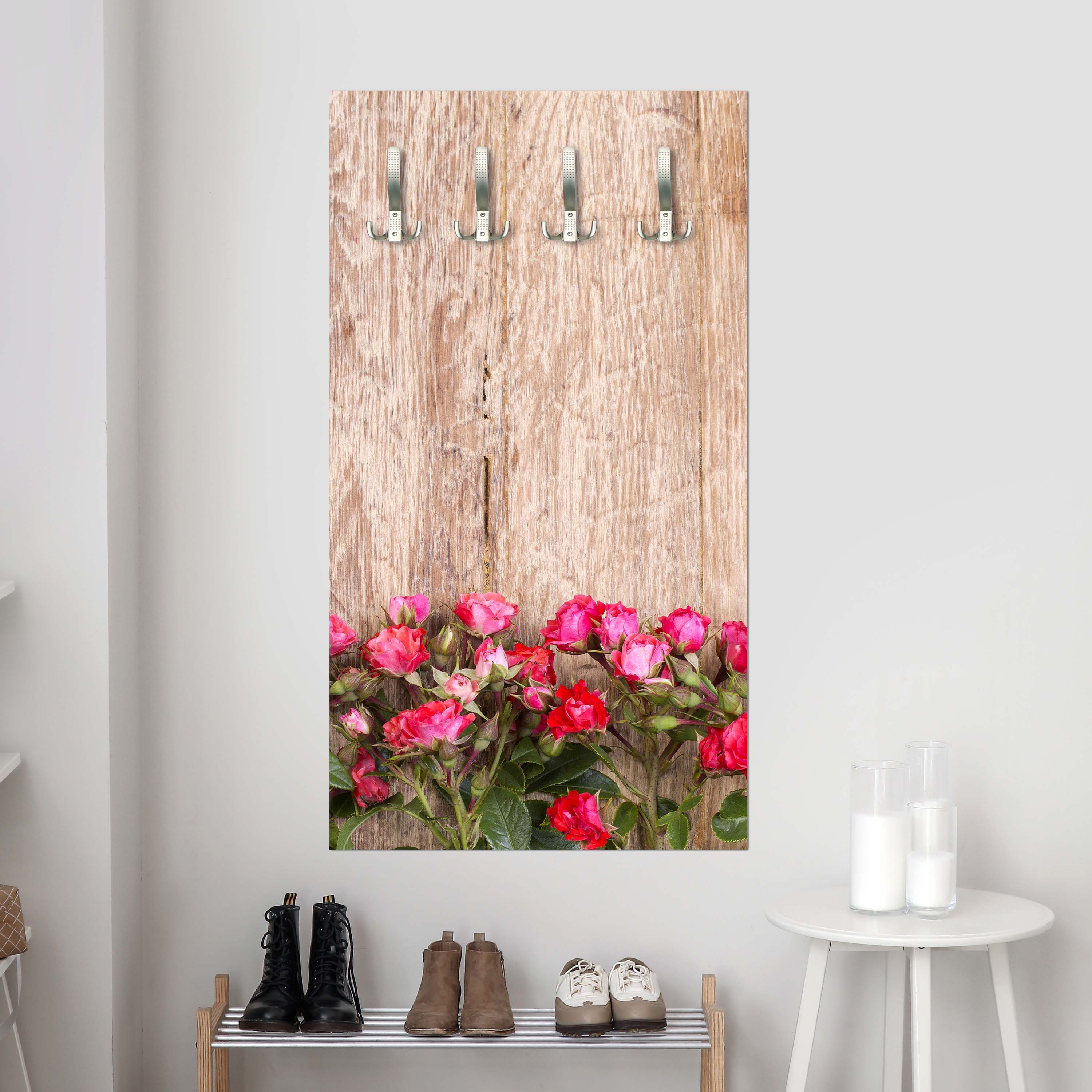 Garderobe Rote Rosen auf Holzbrett M1025 entdecken - Bild 6 Garderobe Rote Rosen auf Holzbrett M1025 entdecken - Bild 6