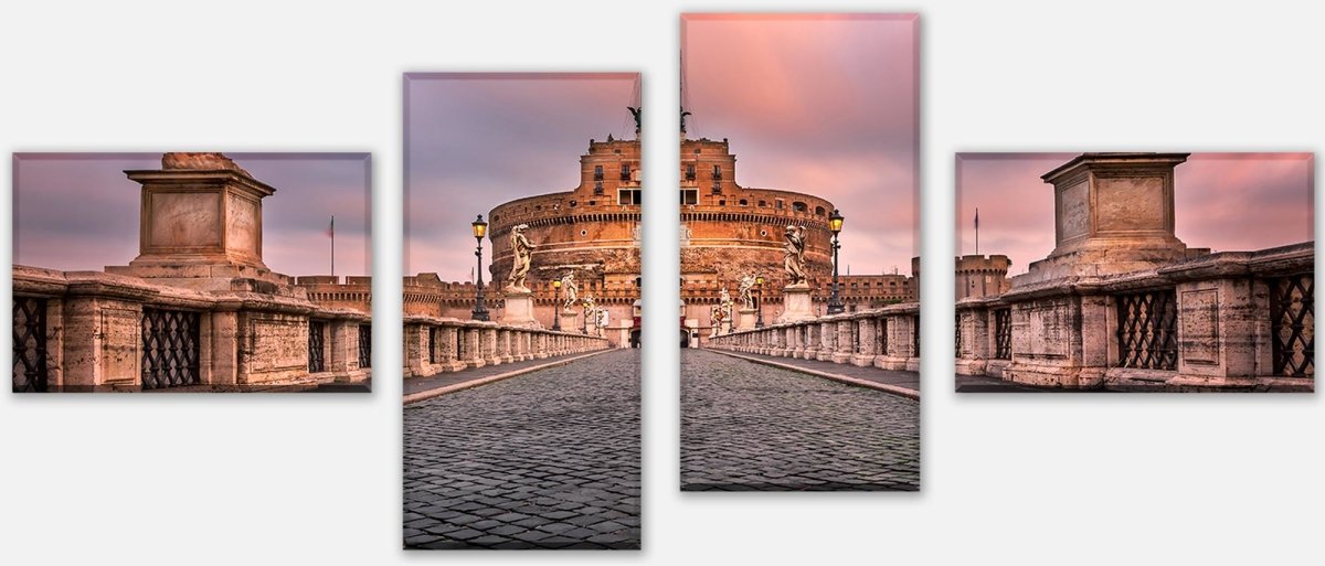 Leinwandbild Mehrteiler Sant Angelo Brücke und Schloss, Rom M1035