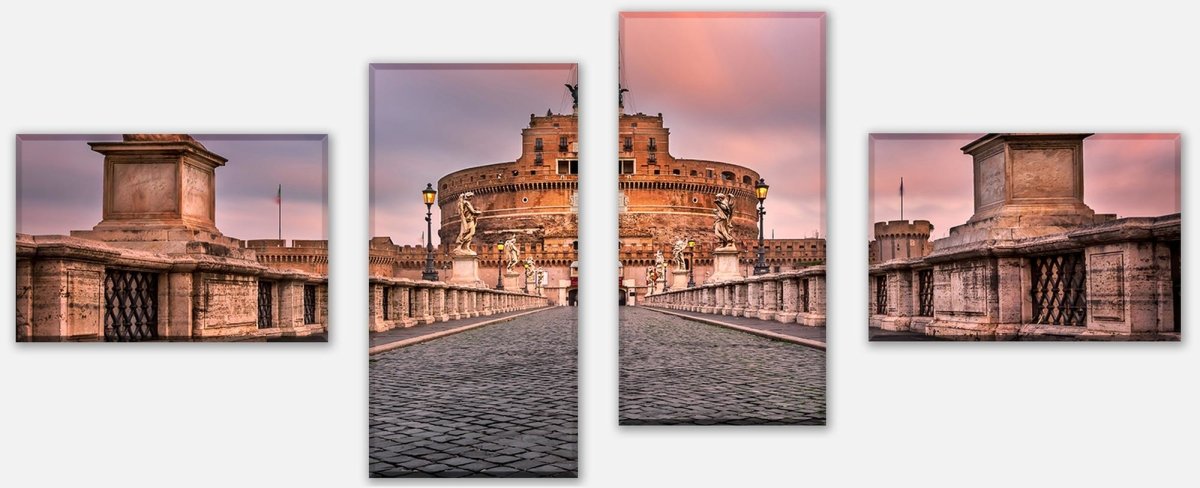 Leinwandbild Mehrteiler Sant Angelo Brücke und Schloss, Rom M1035