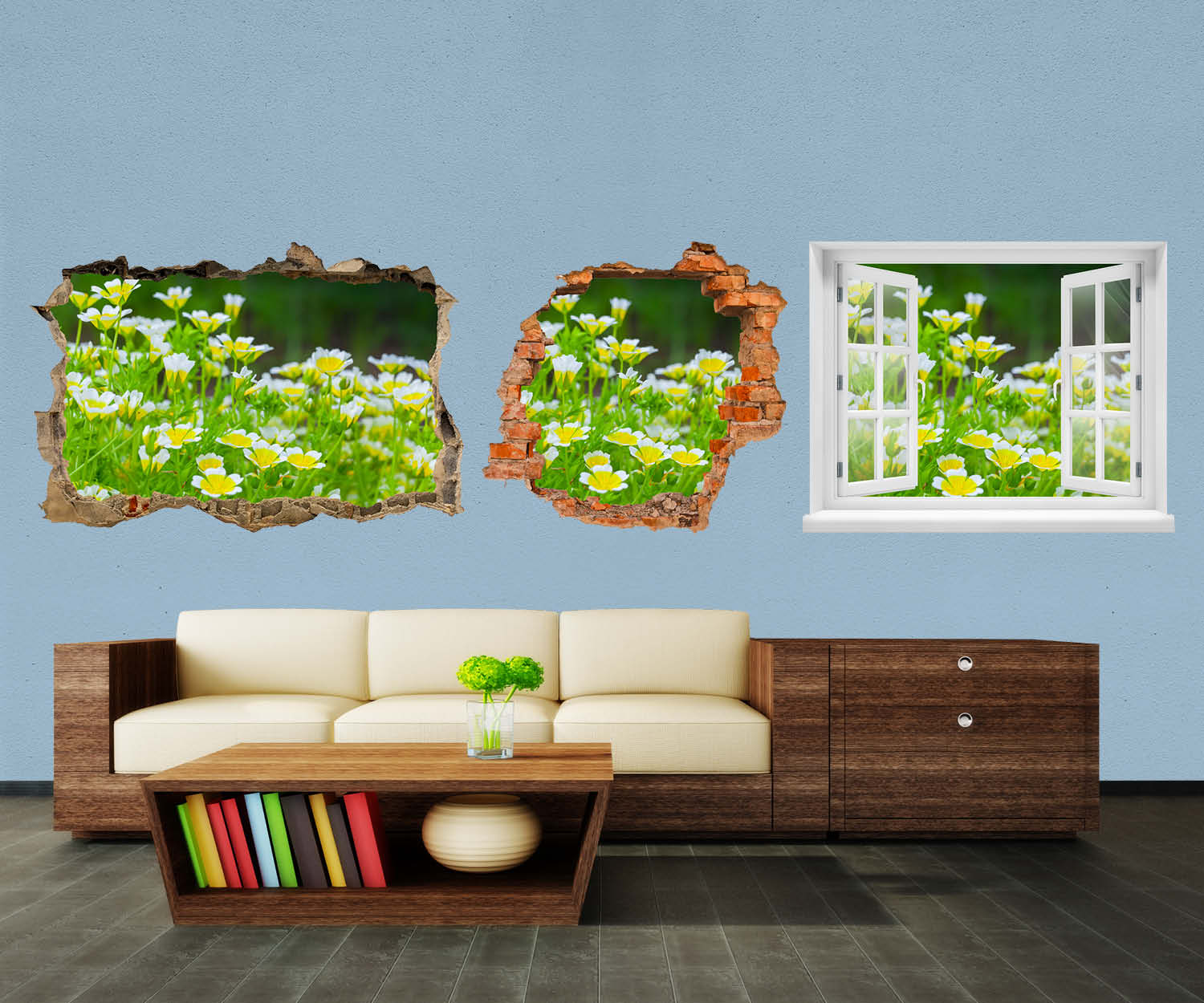 3D-Wandtattoo Blumen, die im Sommergarten wachsen entdecken - Wandsticker M1039 - Bild 1