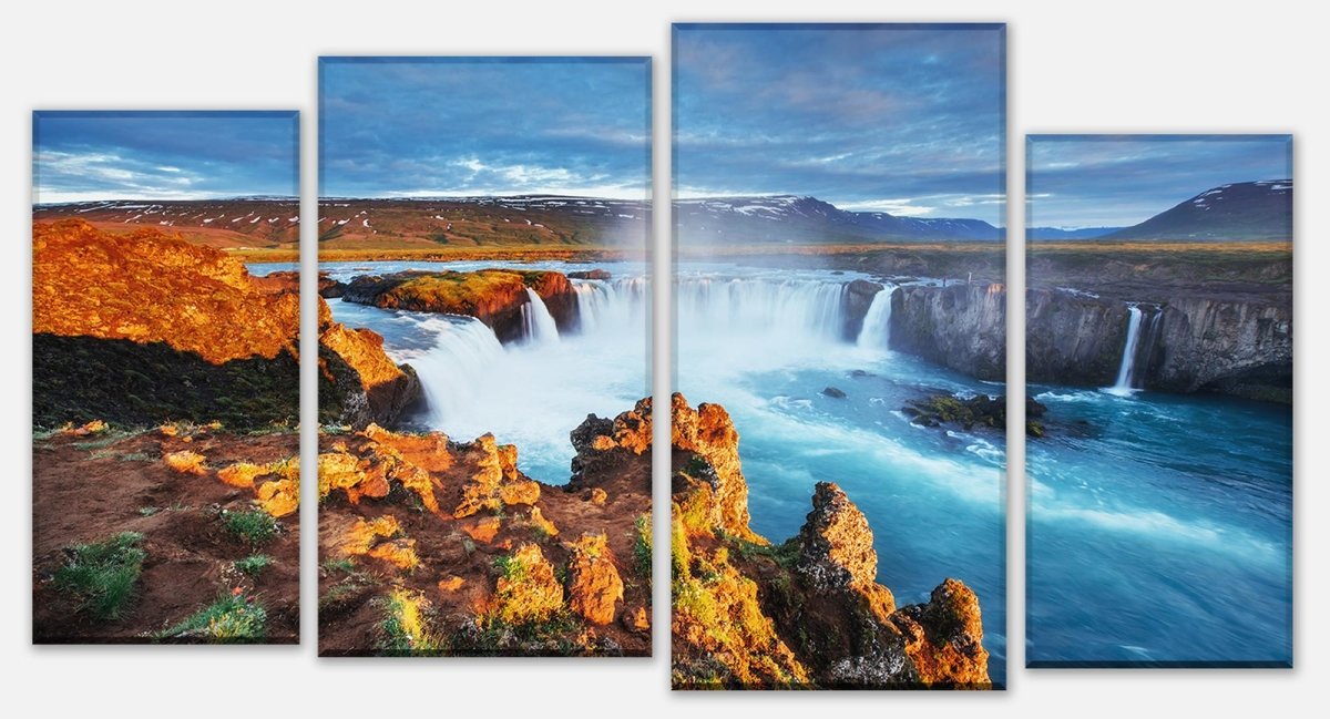 Leinwandbild Mehrteiler Godafoss-Wasserfall bei Sonnenuntergang, Island M1040 Leinwandbild Mehrteiler Godafoss-Wasserfall bei Sonnenuntergang, Island M1040