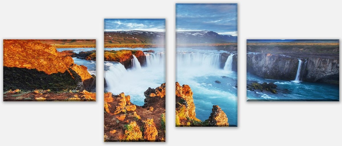 Leinwandbild Mehrteiler Godafoss-Wasserfall bei Sonnenuntergang, Island M1040 Leinwandbild Mehrteiler Godafoss-Wasserfall bei Sonnenuntergang, Island M1040