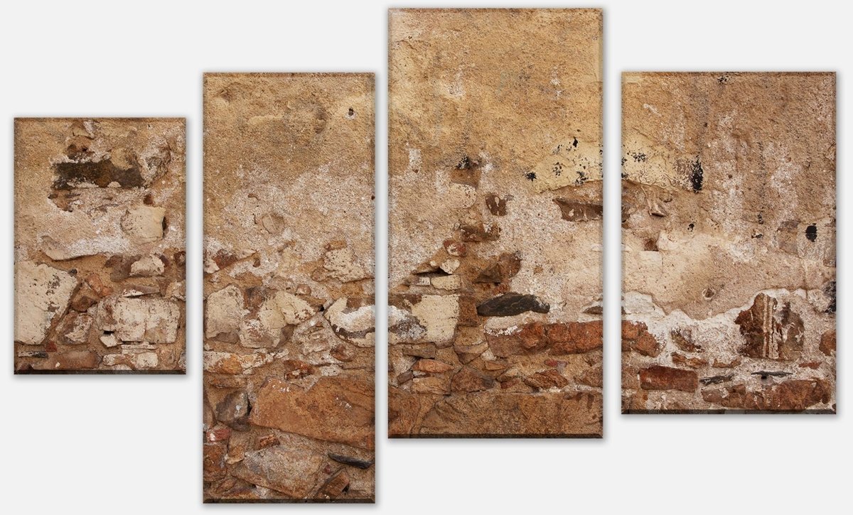 Leinwandbild Mehrteiler Alte Mauer, gebaut aus Stein und Stuck M1051 Leinwandbild Mehrteiler Alte Mauer, gebaut aus Stein und Stuck M1051