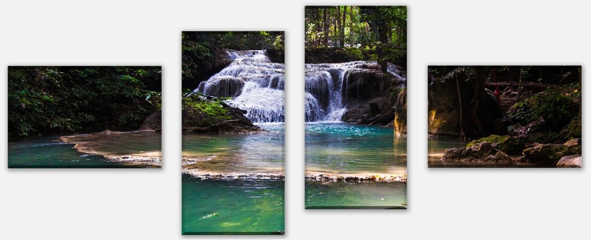 Leinwandbild Mehrteiler Erawan Wasserfall, Thailand M1059 Leinwandbild Mehrteiler Erawan Wasserfall, Thailand M1059