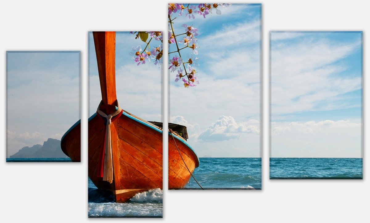 Leinwandbild Mehrteiler Traditionelles Longtailboot bei Andaman M1061 Leinwandbild Mehrteiler Traditionelles Longtailboot bei Andaman M1061