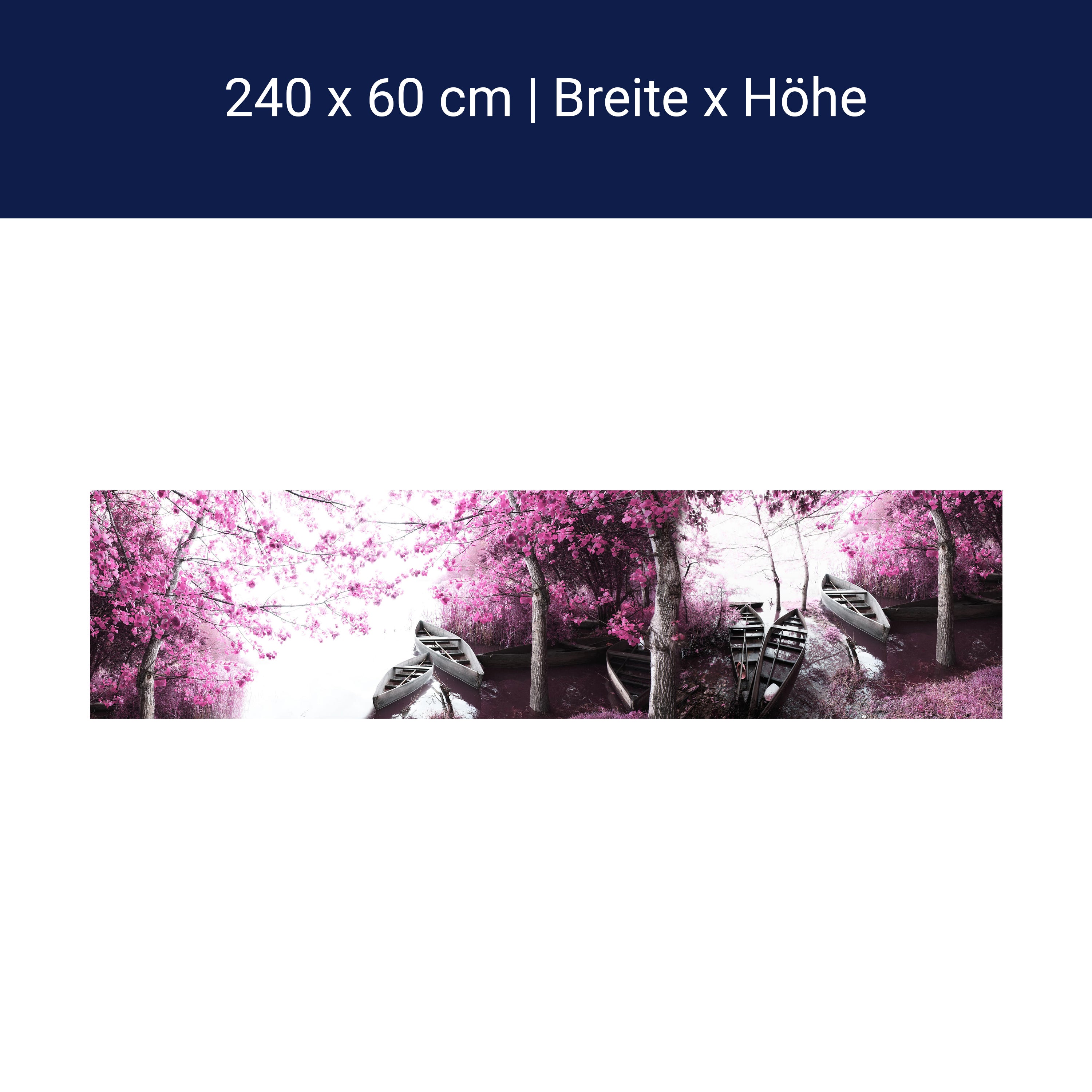 Küchenrückwand Wald rosa Blättern Boote See Ufer M1073 Küchenrückwand Wald rosa Blättern Boote See Ufer M1073