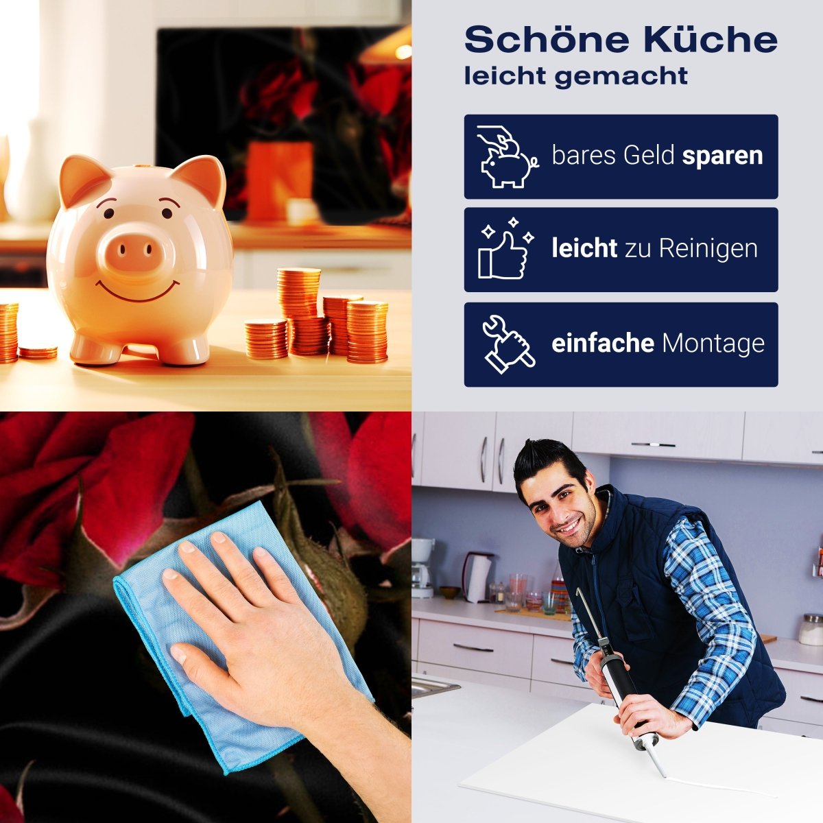 Küchenrückwand Rosen Rot Schwarz Tuch Seide M1078 entdecken - Bild 7 Küchenrückwand Rosen Rot Schwarz Tuch Seide M1078 entdecken - Bild 7