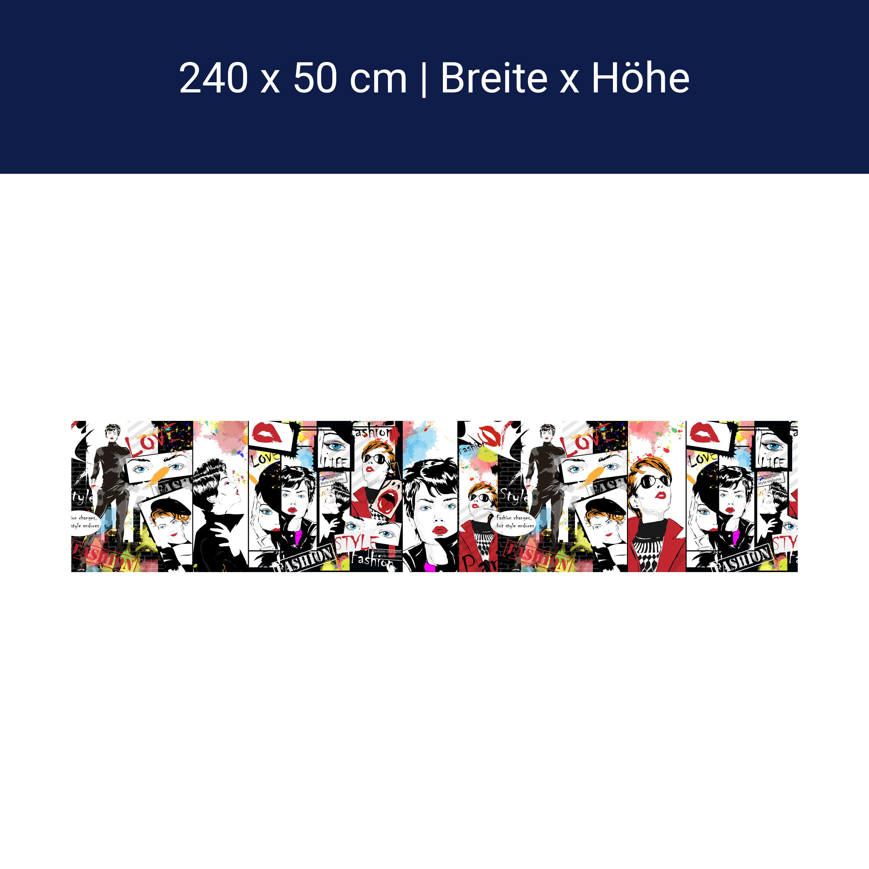 Küchenrückwand Comic Popart Bunt Fashion Style M1081 Küchenrückwand Comic Popart Bunt Fashion Style M1081