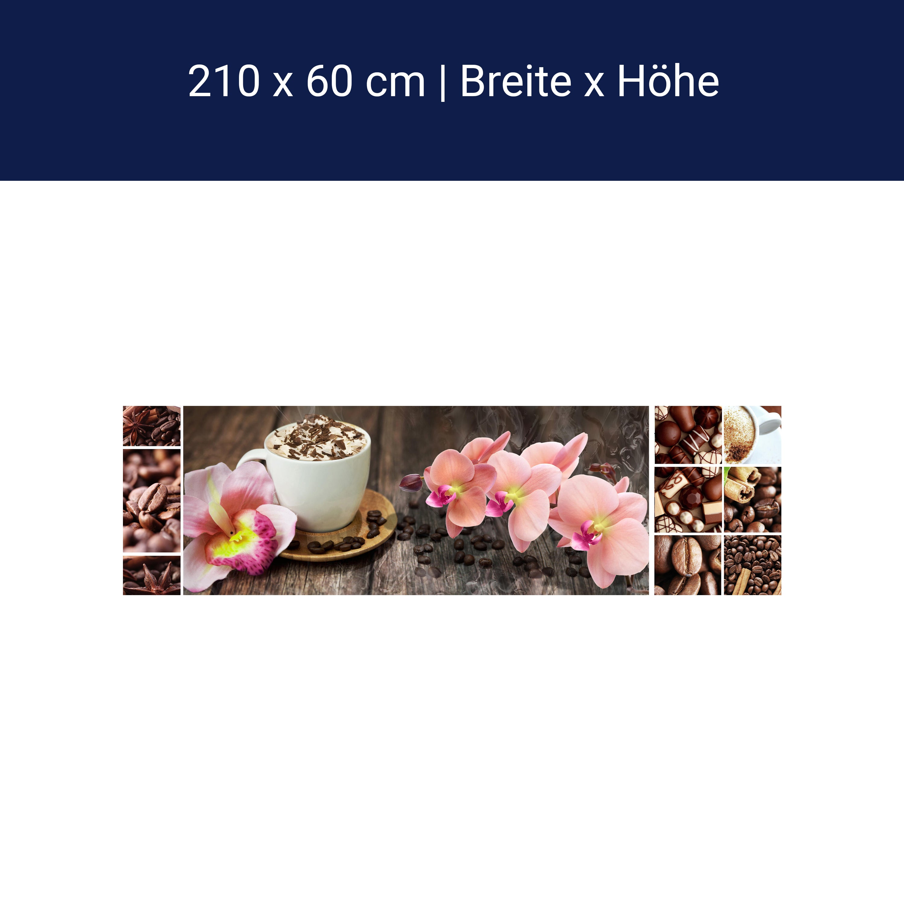 Küchenrückwand Kaffee Orchidee Schokolade Braun M1085 Küchenrückwand Kaffee Orchidee Schokolade Braun M1085