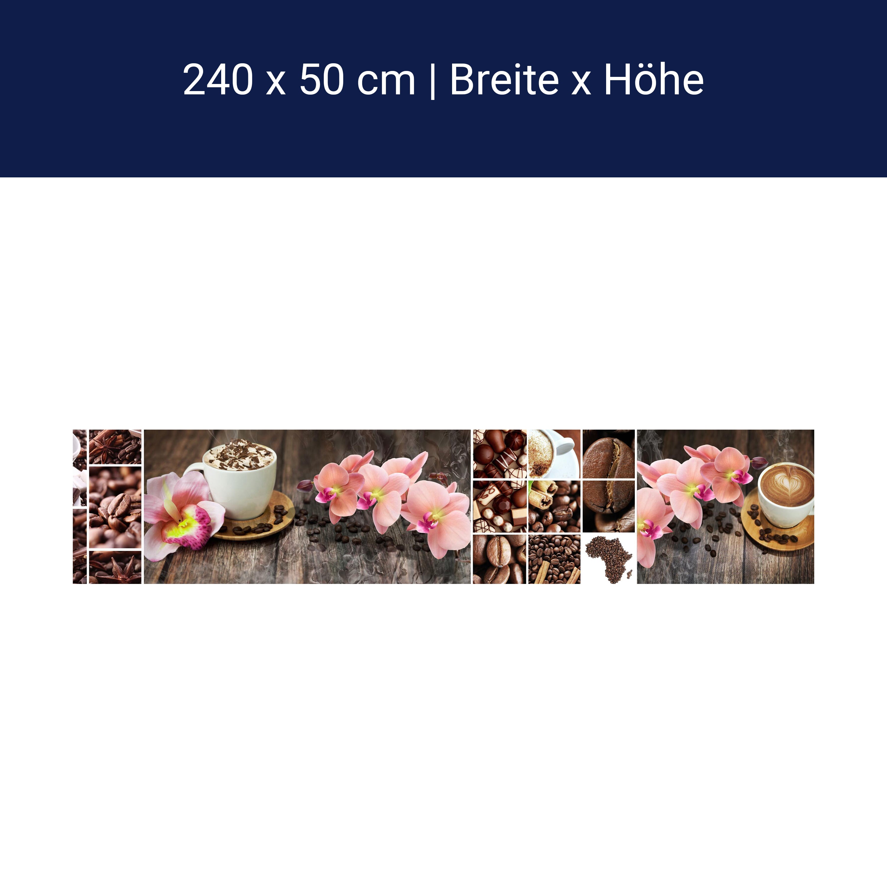 Küchenrückwand Kaffee Orchidee Schokolade Braun M1085