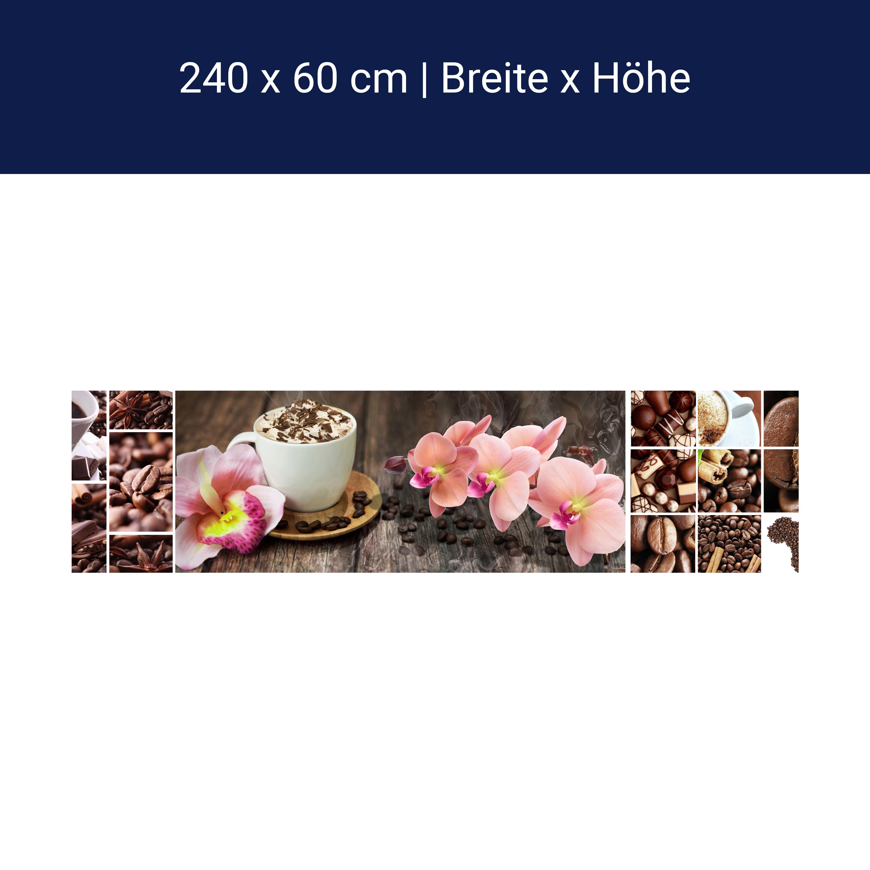 Küchenrückwand Kaffee Orchidee Schokolade Braun M1085