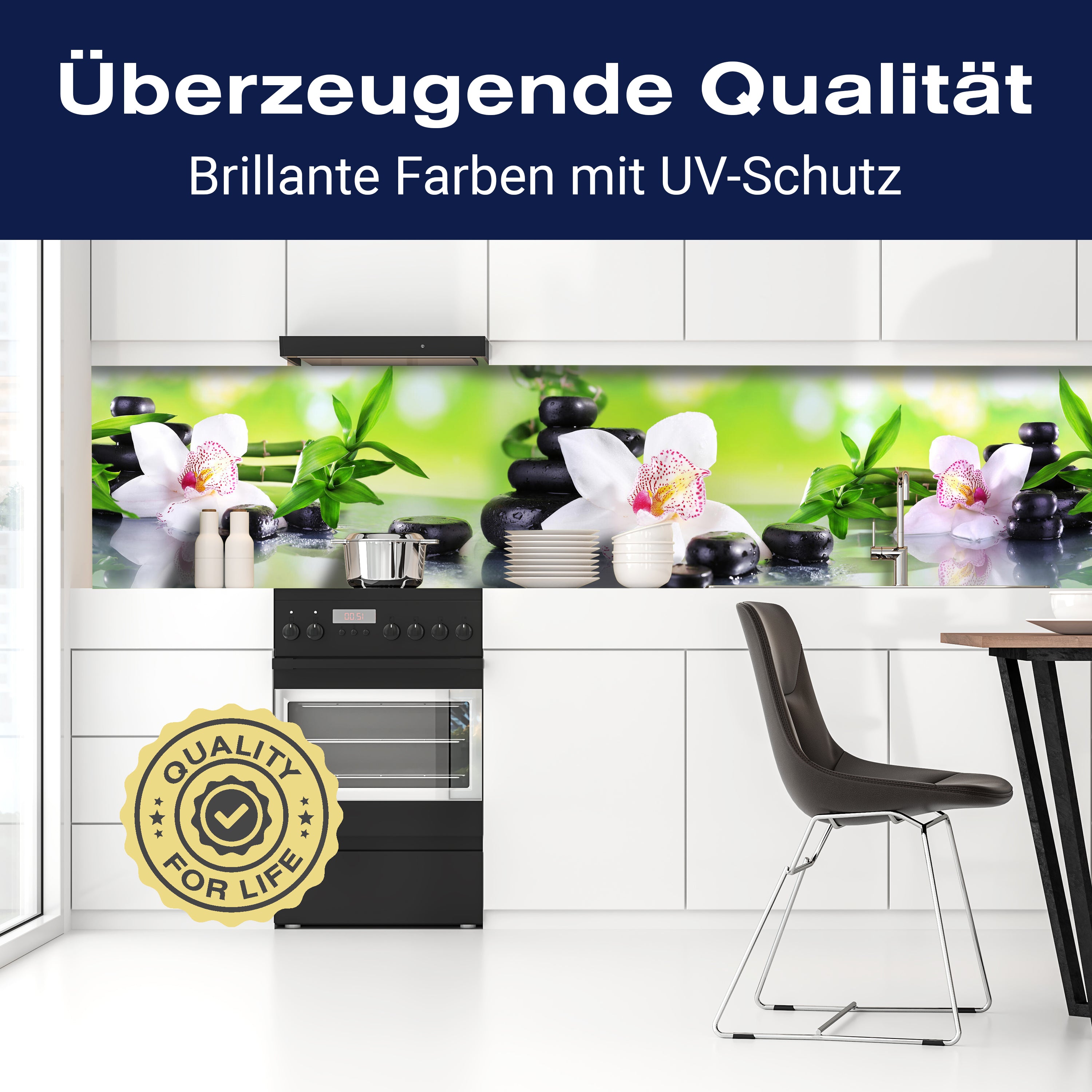 Küchenrückwand Orchidee Bambus Steine Glas M1087 entdecken - Bild 2 Küchenrückwand Orchidee Bambus Steine Glas M1087 entdecken - Bild 2