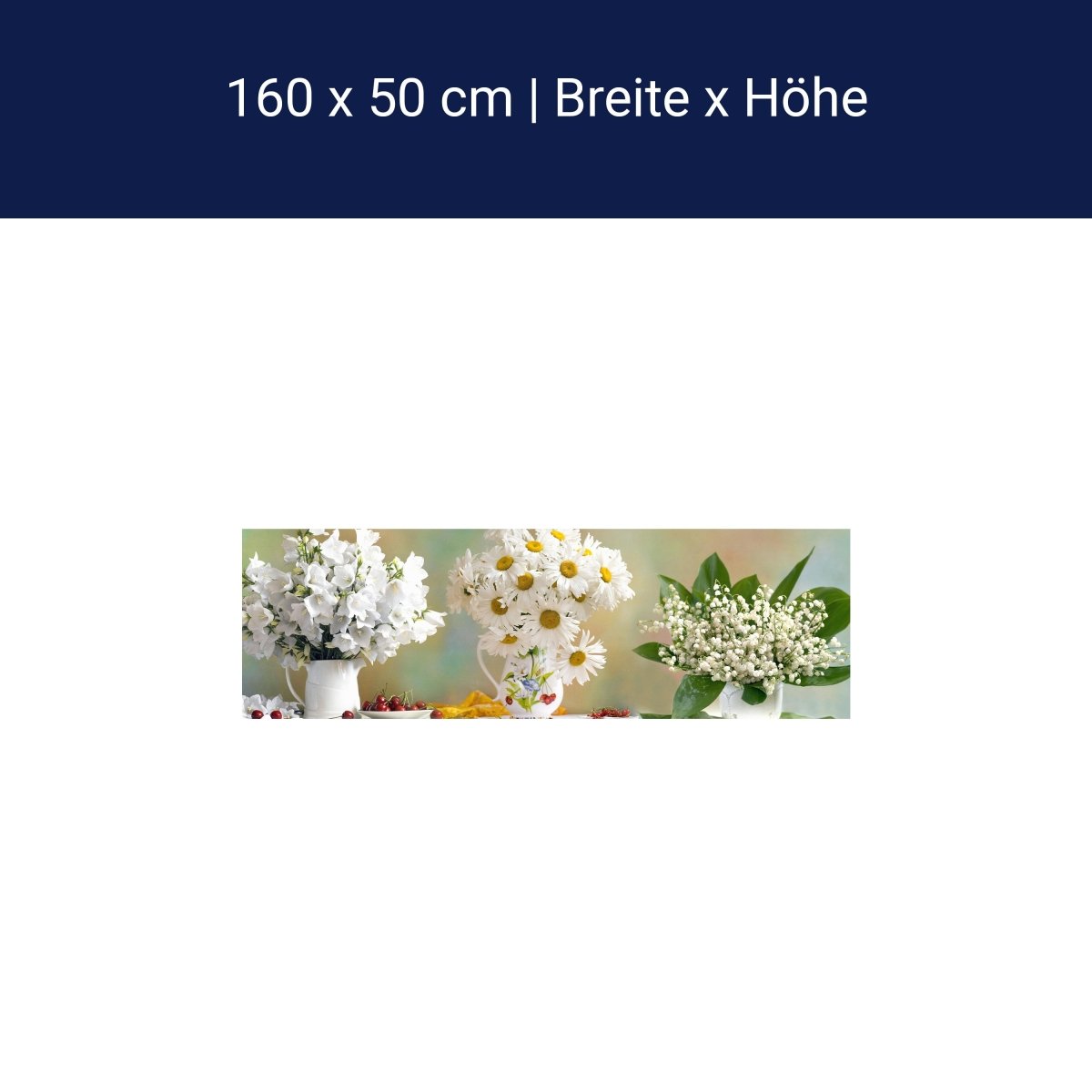 Küchenrückwand Tulpen Gänseblümchen Weiß Kirschen M1088