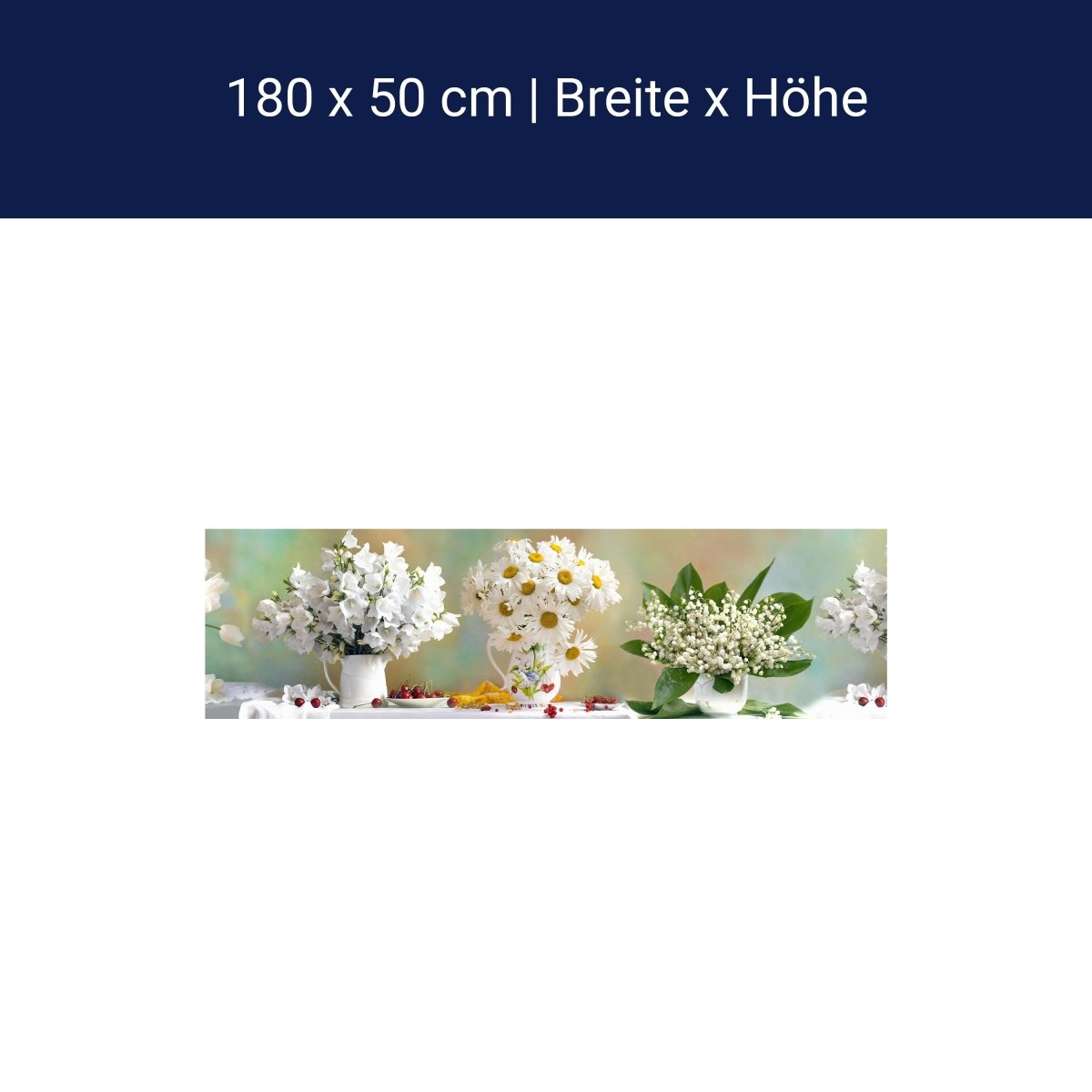 Küchenrückwand Tulpen Gänseblümchen Weiß Kirschen M1088