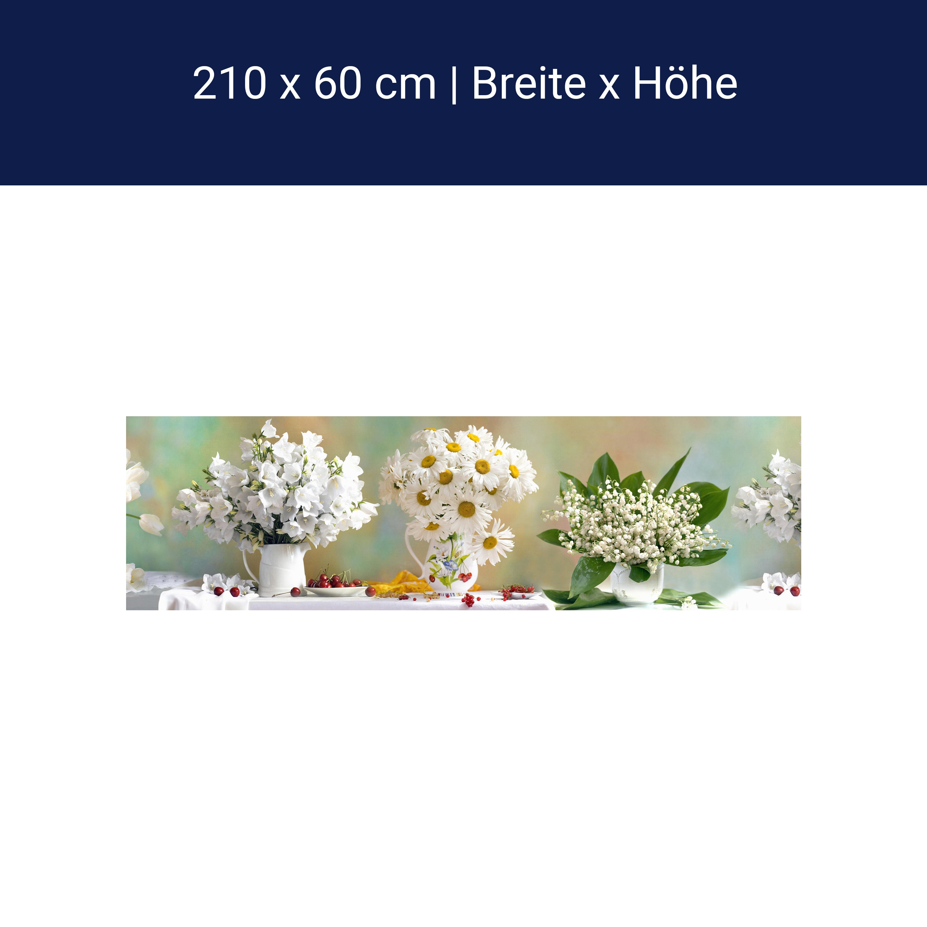 Küchenrückwand Tulpen Gänseblümchen Weiß Kirschen M1088