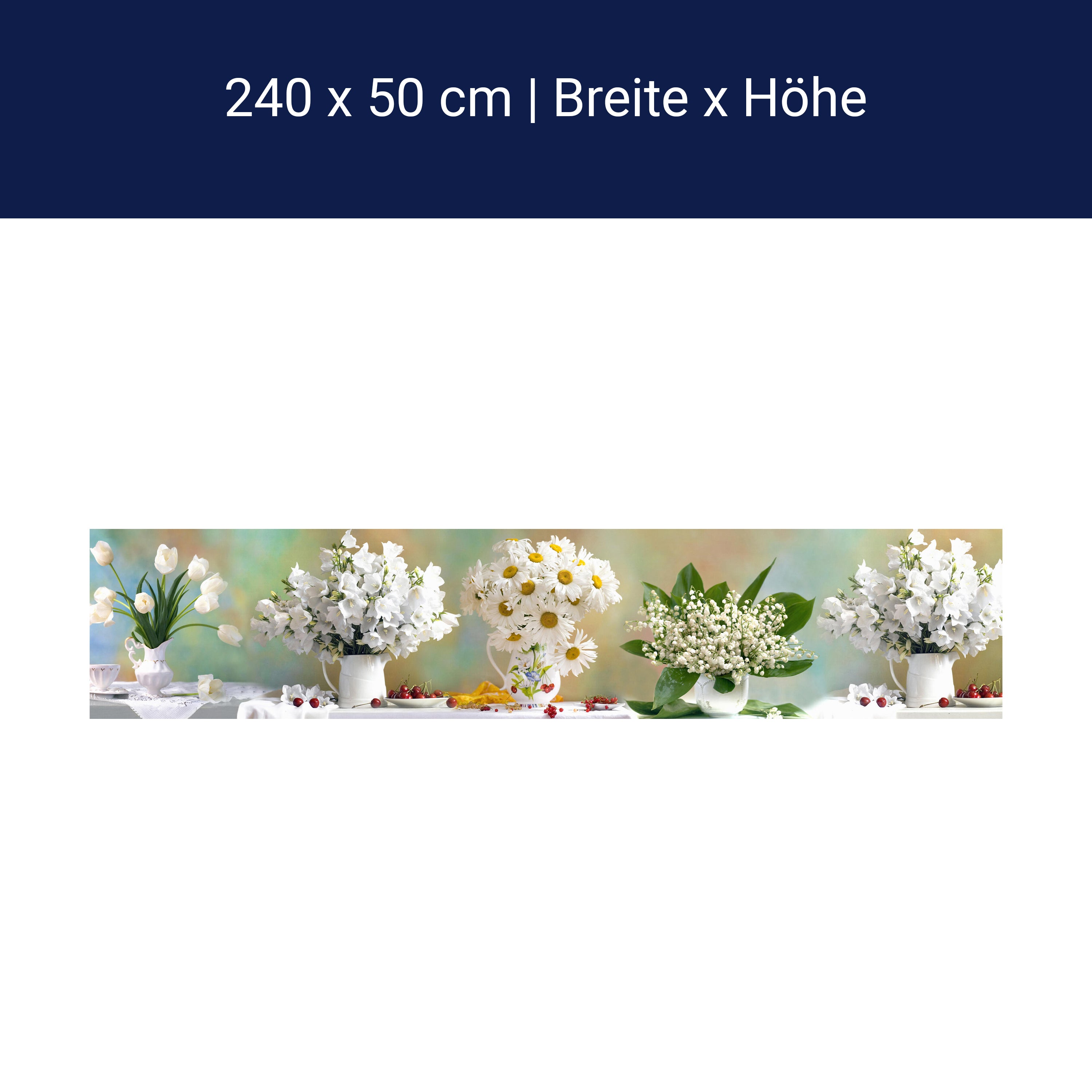 Küchenrückwand Tulpen Gänseblümchen Weiß Kirschen M1088 Küchenrückwand Tulpen Gänseblümchen Weiß Kirschen M1088