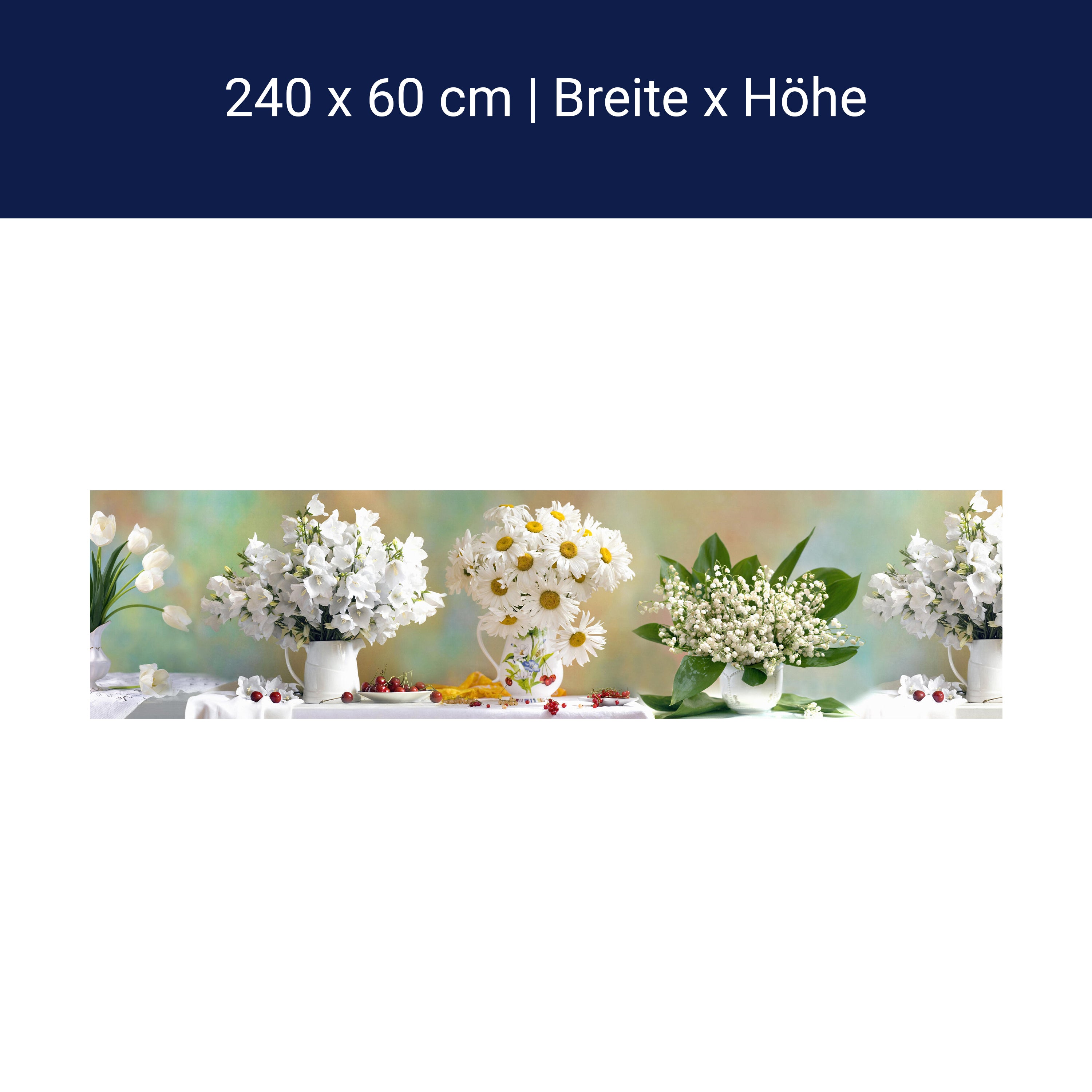 Küchenrückwand Tulpen Gänseblümchen Weiß Kirschen M1088