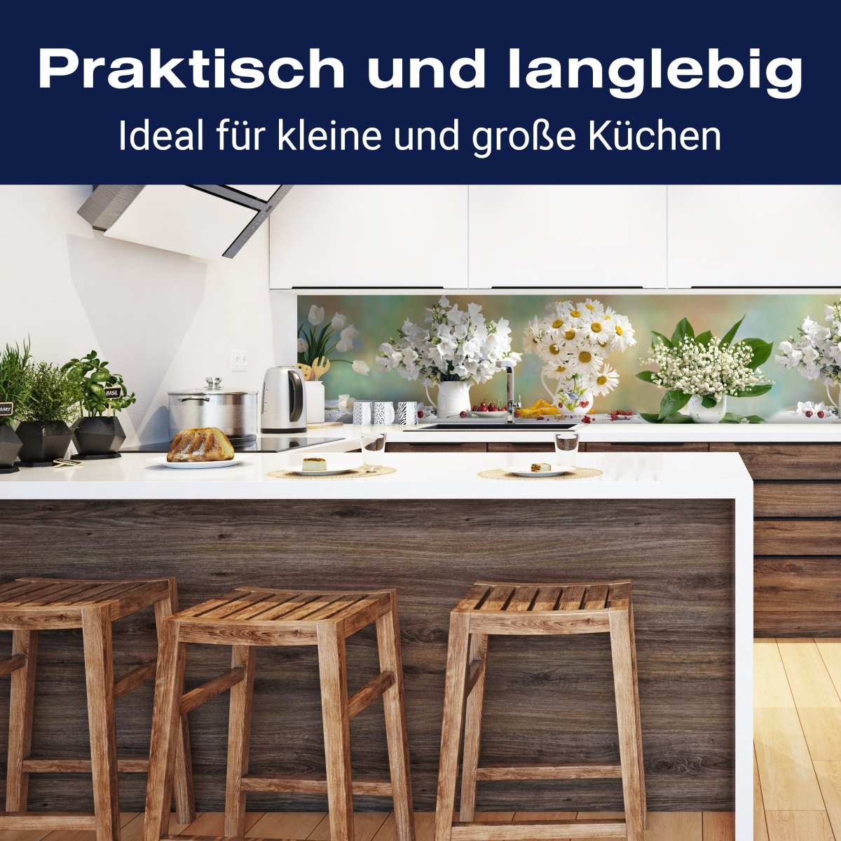 Küchenrückwand Tulpen Gänseblümchen Weiß Kirschen M1088 entdecken - Bild 3 Küchenrückwand Tulpen Gänseblümchen Weiß Kirschen M1088 entdecken - Bild 3