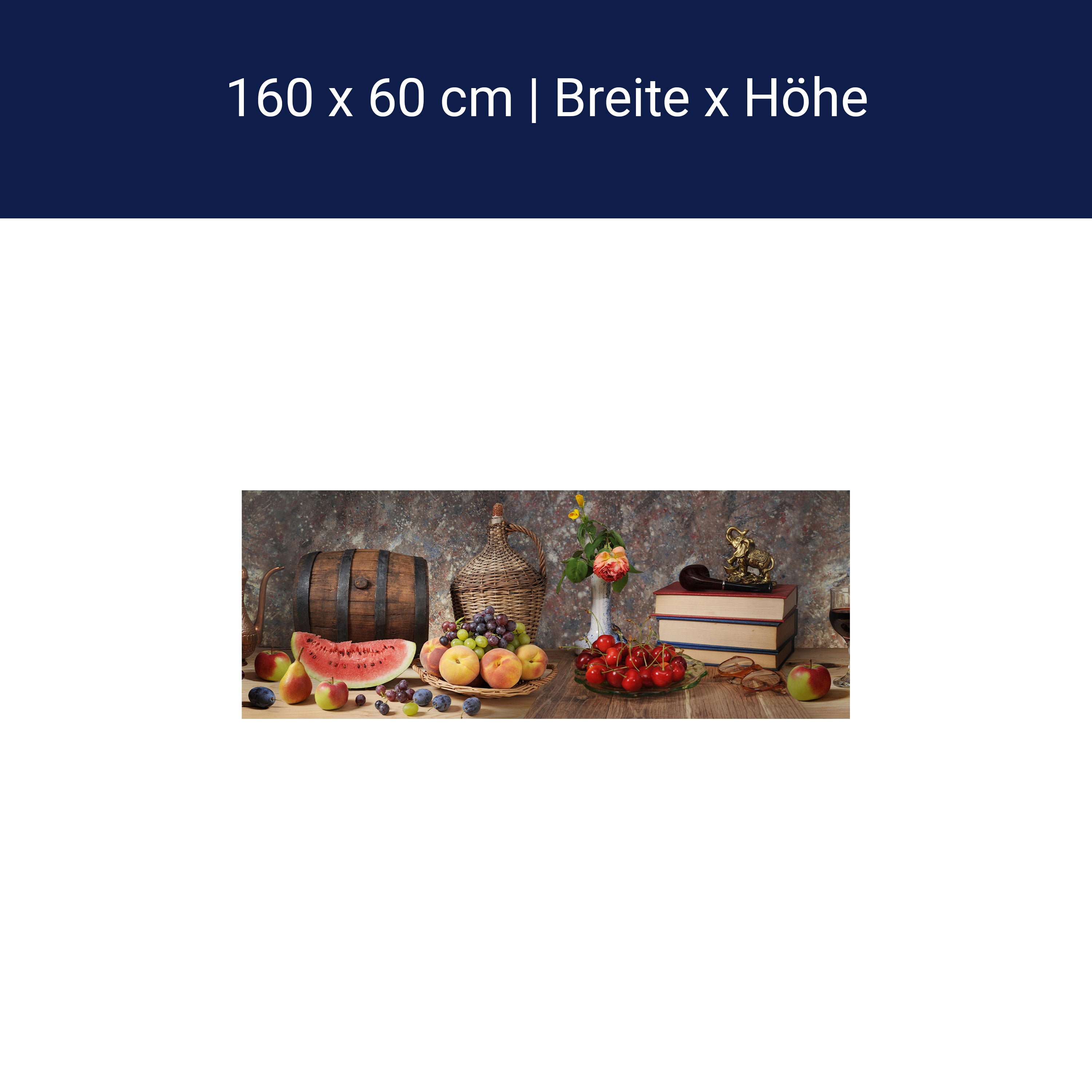 Küchenrückwand Wein Obst Früchte Tafel Melone Pfirsisch M1105