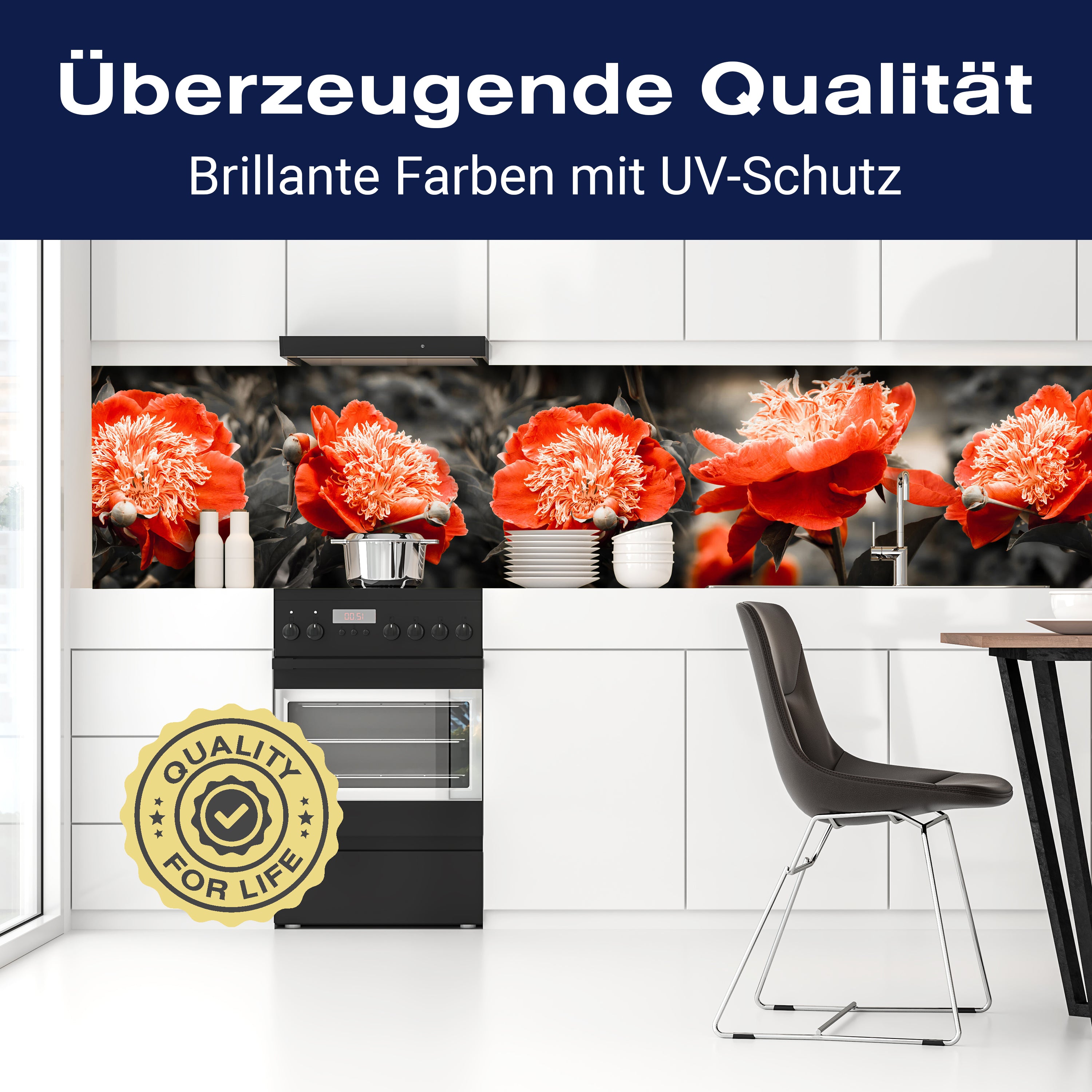 Küchenrückwand Blume Rot Kontrast Fokus Schwarz Weiß M1106 entdecken - Bild 2 Küchenrückwand Blume Rot Kontrast Fokus Schwarz Weiß M1106 entdecken - Bild 2