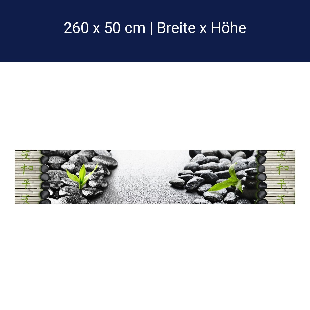 Küchenrückwand Steine schwarz Bambus grün Tropfen Wasse M1111 Küchenrückwand Steine schwarz Bambus grün Tropfen Wasse M1111
