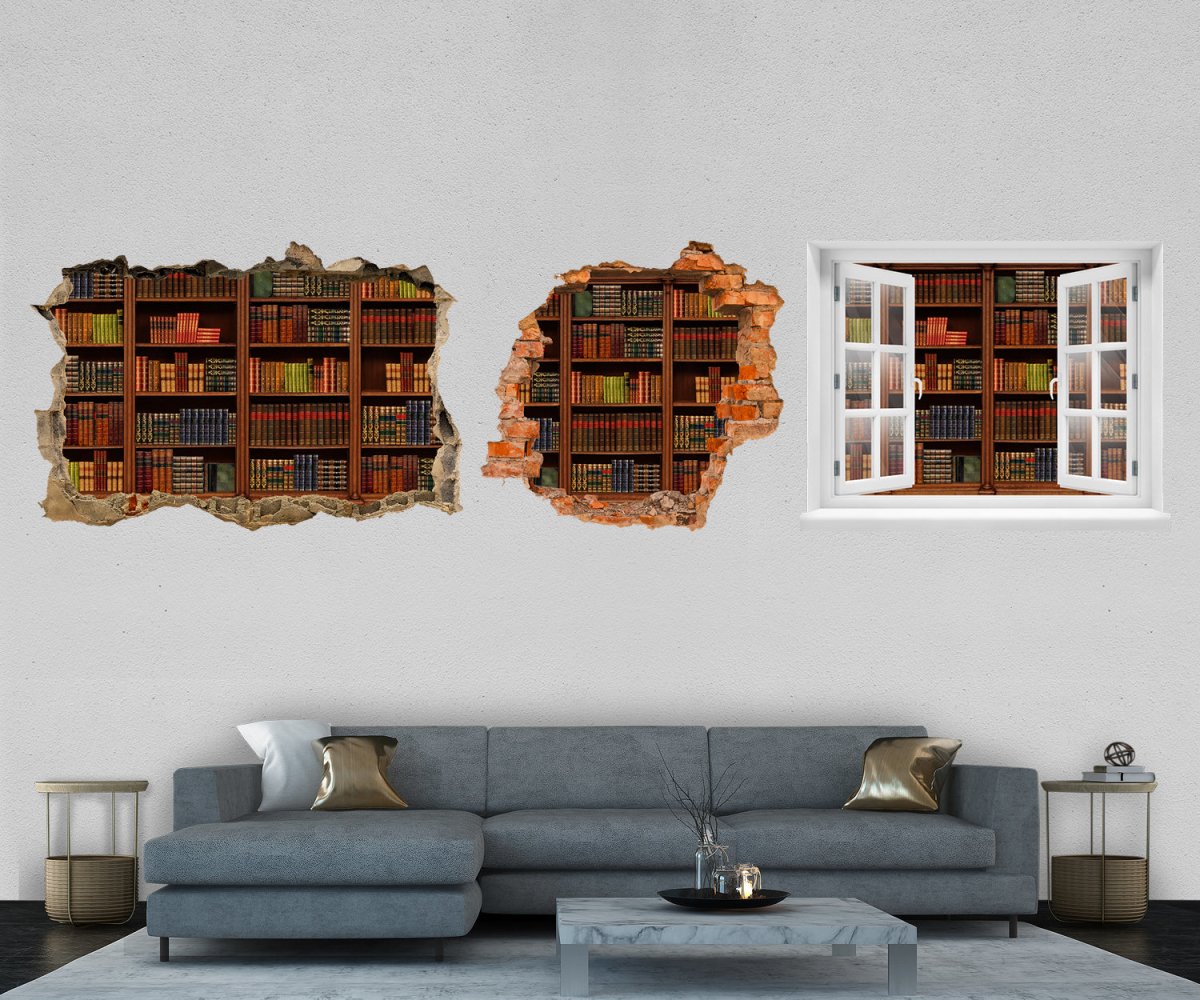 3D-Wandtattoo Holz Wandsticker - Bücherei, Bücher-regal, Buch, M1123 entdecken