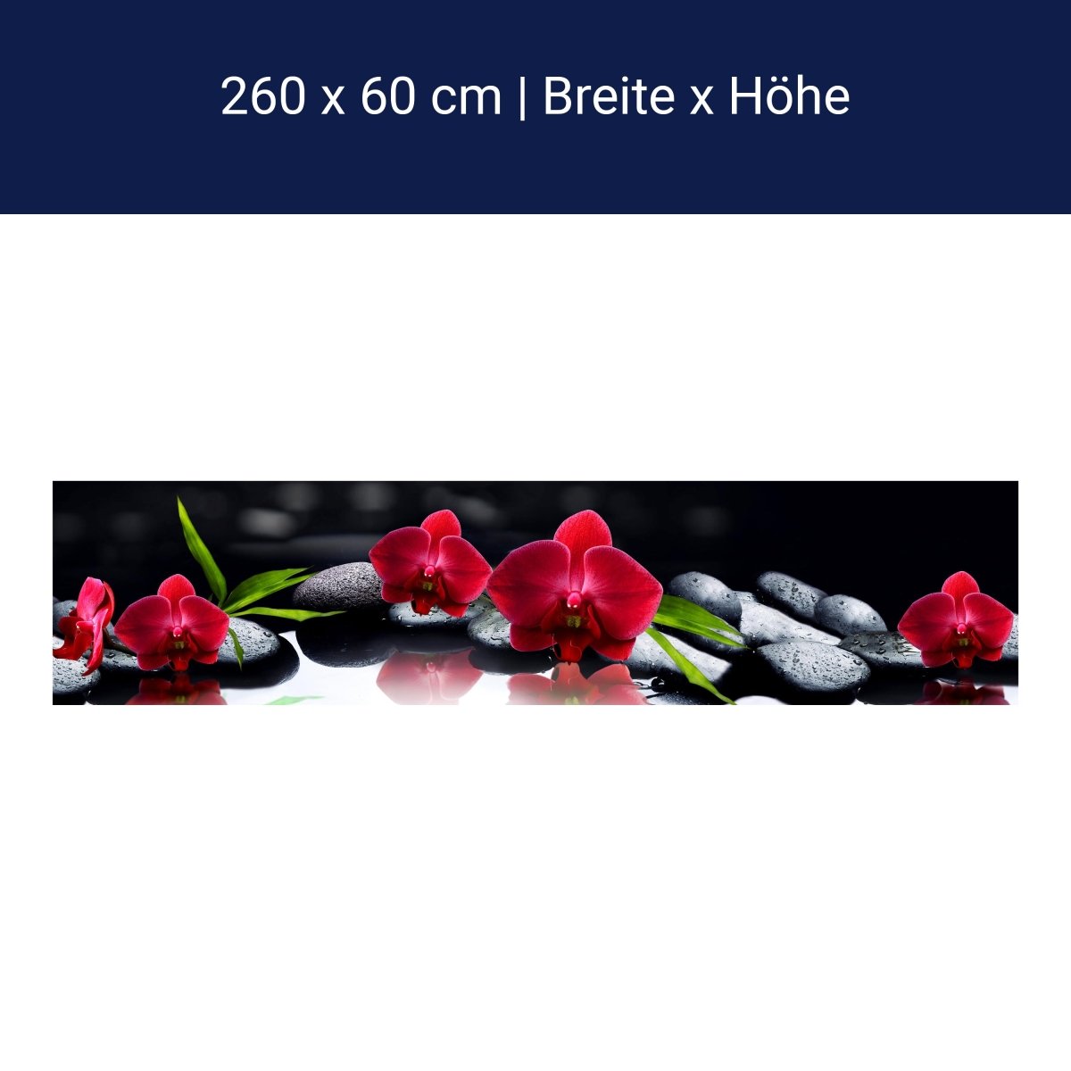 Küchenrückwand Orchidee rot Steine schwarz tropfen Spie M1125