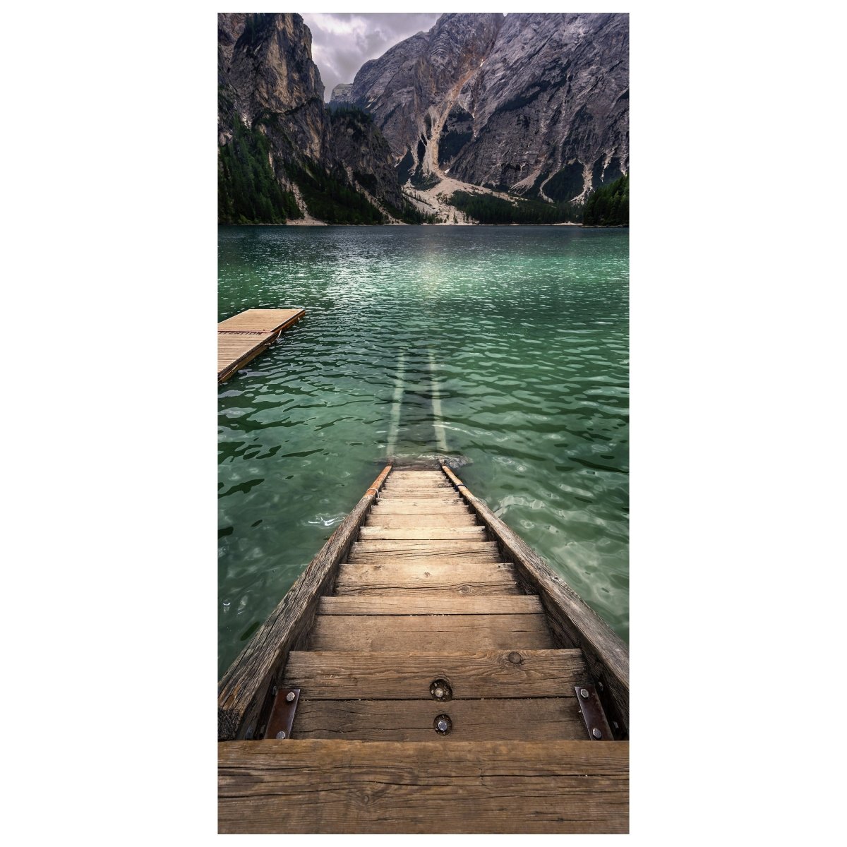 Türtapete Holz-treppe im See, Berge, Gebirge M1125 - Bild 2