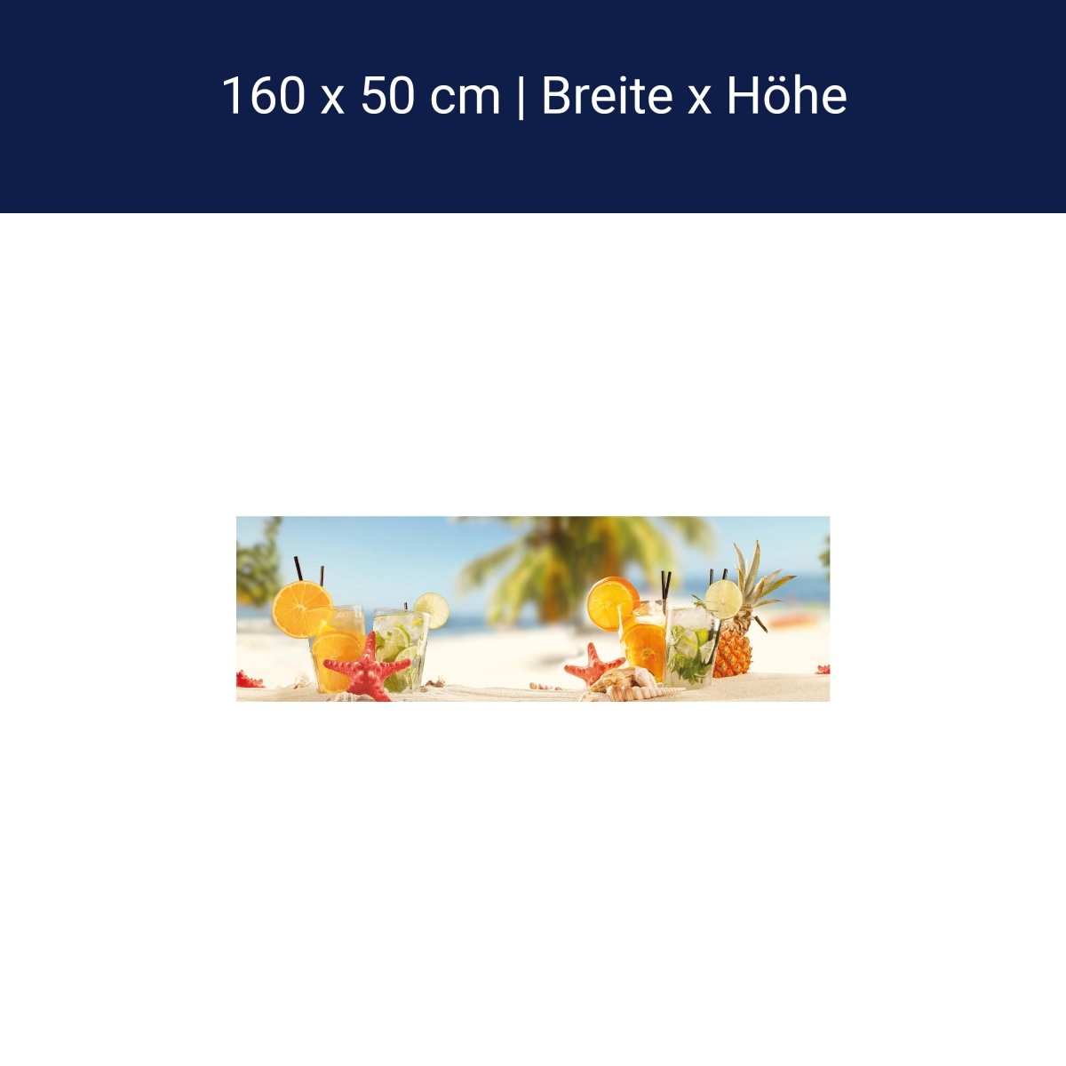 Küchenrückwand Strand Cocktail Seestern Orange Limette M1128