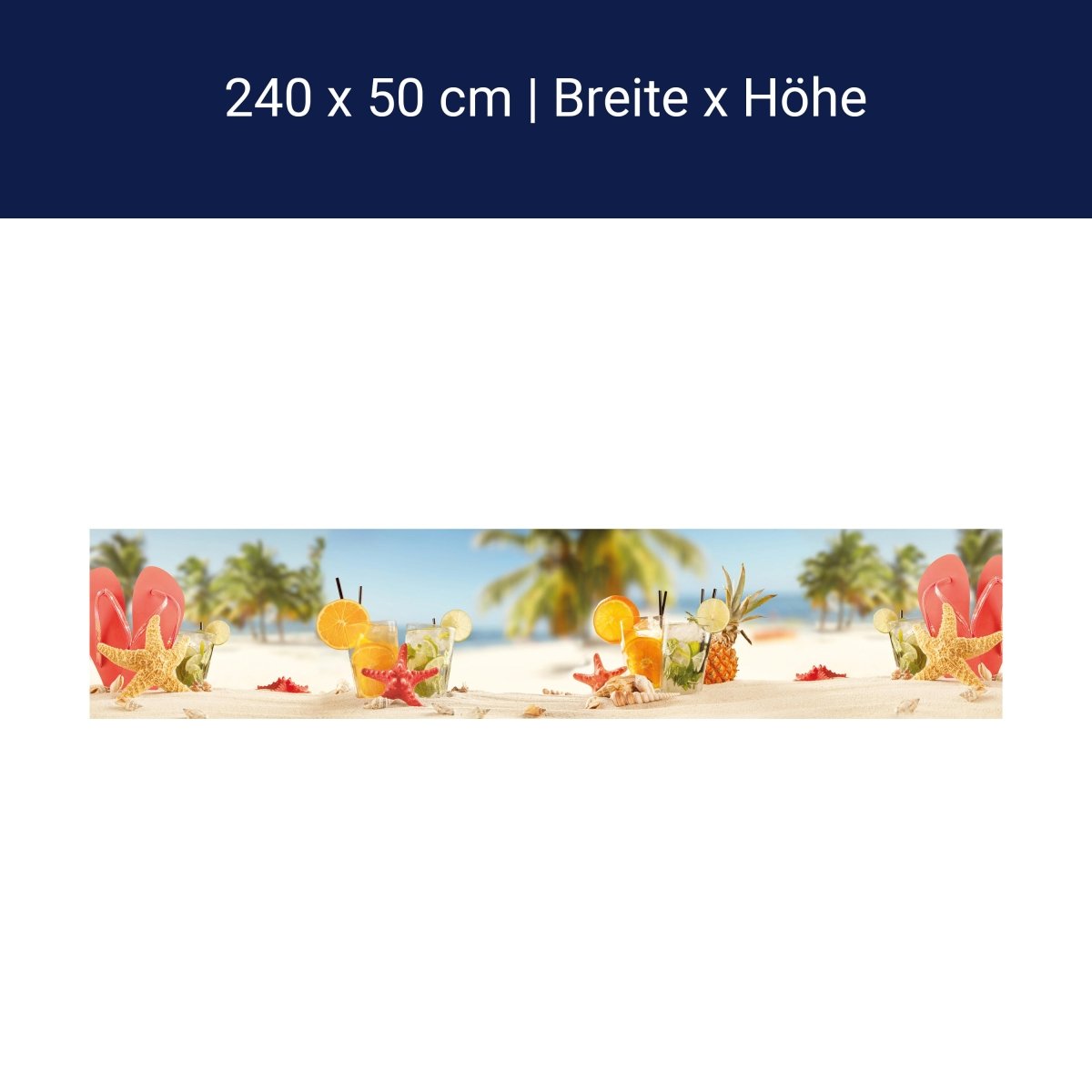 Küchenrückwand Strand Cocktail Seestern Orange Limette M1128