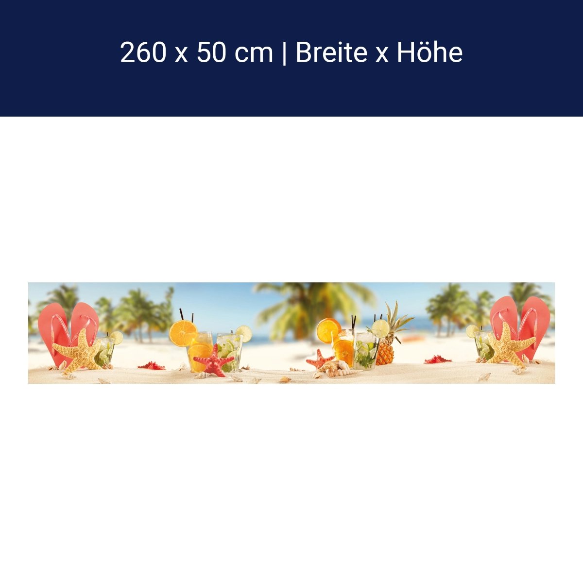 Küchenrückwand Strand Cocktail Seestern Orange Limette M1128