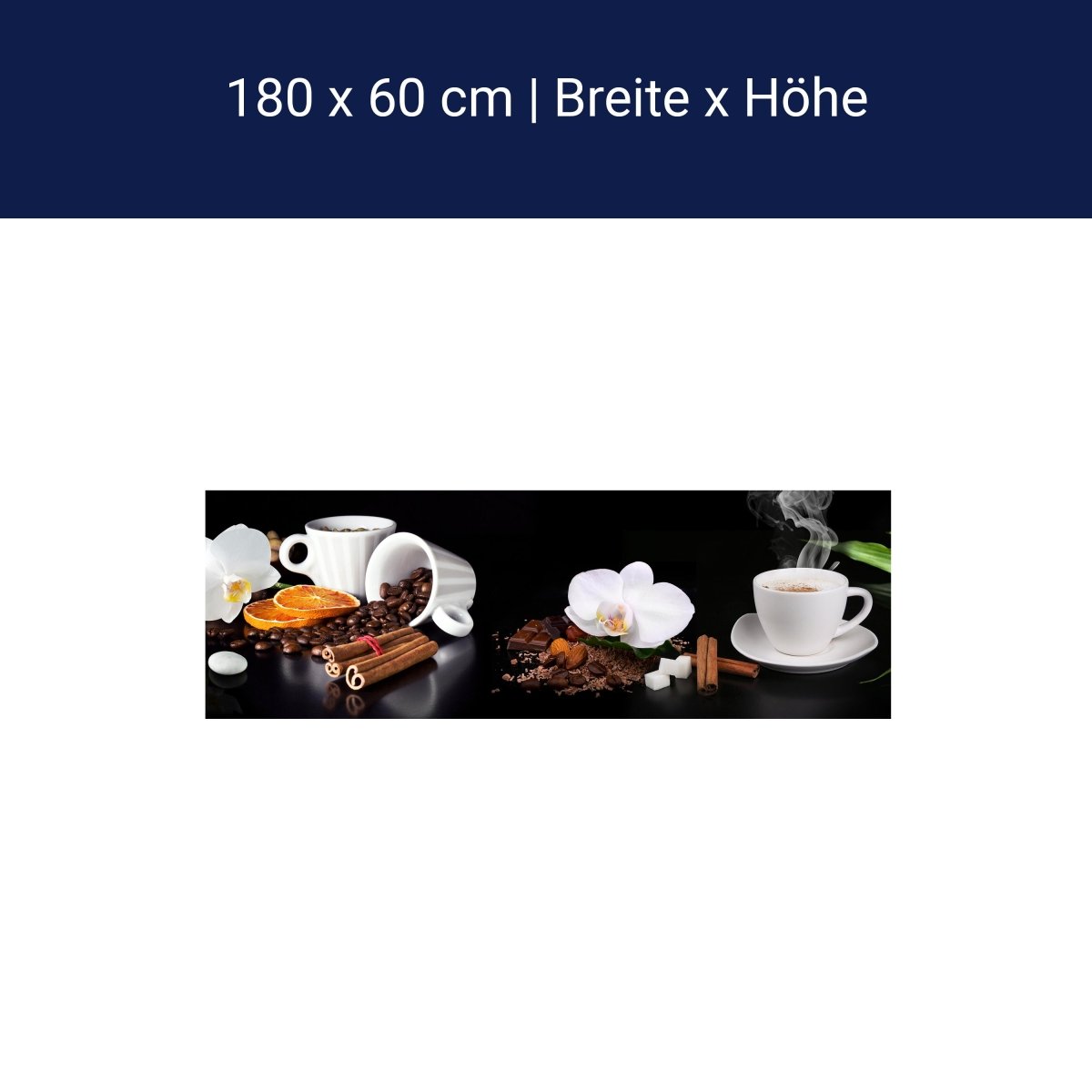 Küchenrückwand Kaffee Zimt Orange Tasse Steine Blüte Sc M1132