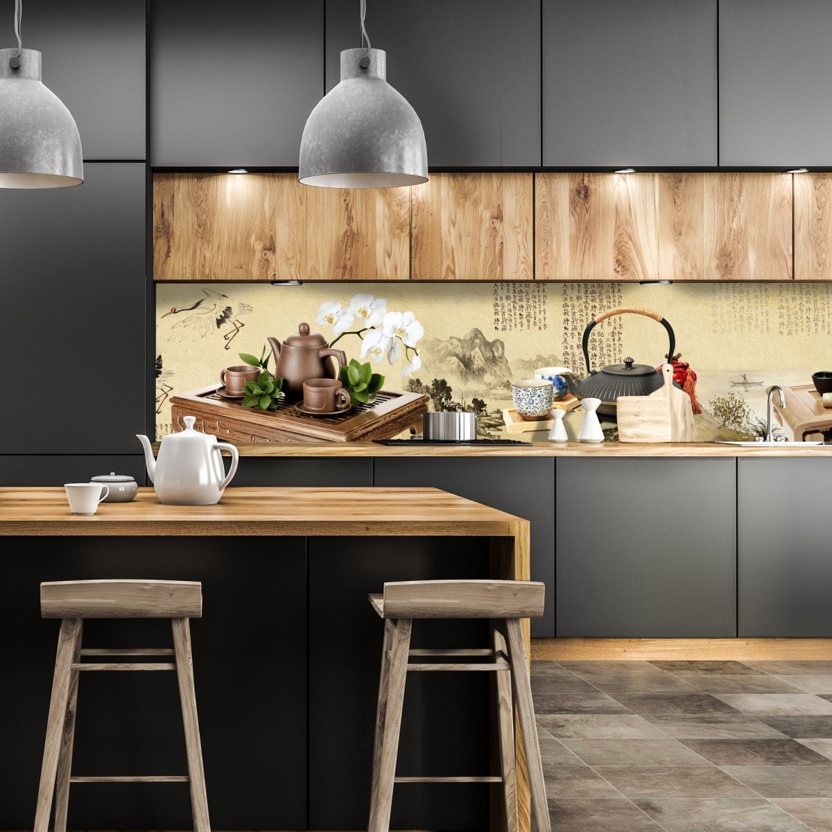 Küchenrückwand Tee Asiatisch Kirschblüte Holz Pergament M1145 entdecken - Bild 1 Küchenrückwand Tee Asiatisch Kirschblüte Holz Pergament M1145 entdecken - Bild 1
