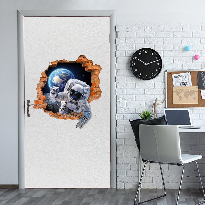 Türtapete Astronaut vom Mond, Mauer, 3D Effekt M1154 - Bild 1