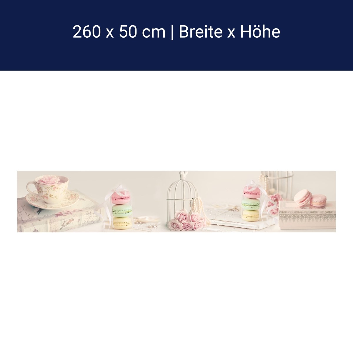 Küchenrückwand Rosa hell Perlenkette Tasse Rosen M1159