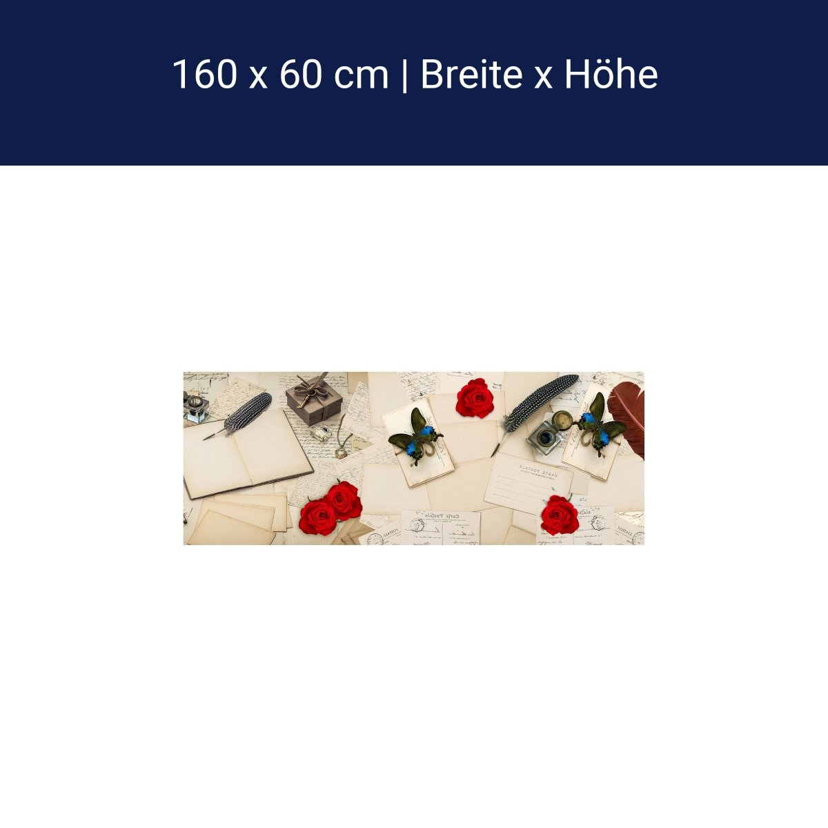 Küchenrückwand Rosen Briefe Postkarten Feder M1165