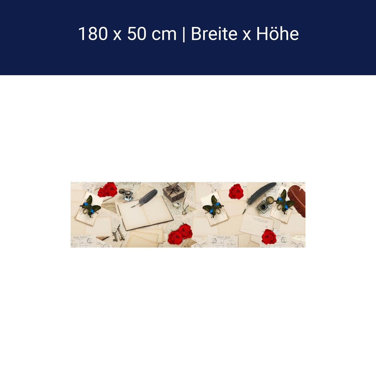 Küchenrückwand Rosen Briefe Postkarten Feder M1165 Küchenrückwand Rosen Briefe Postkarten Feder M1165