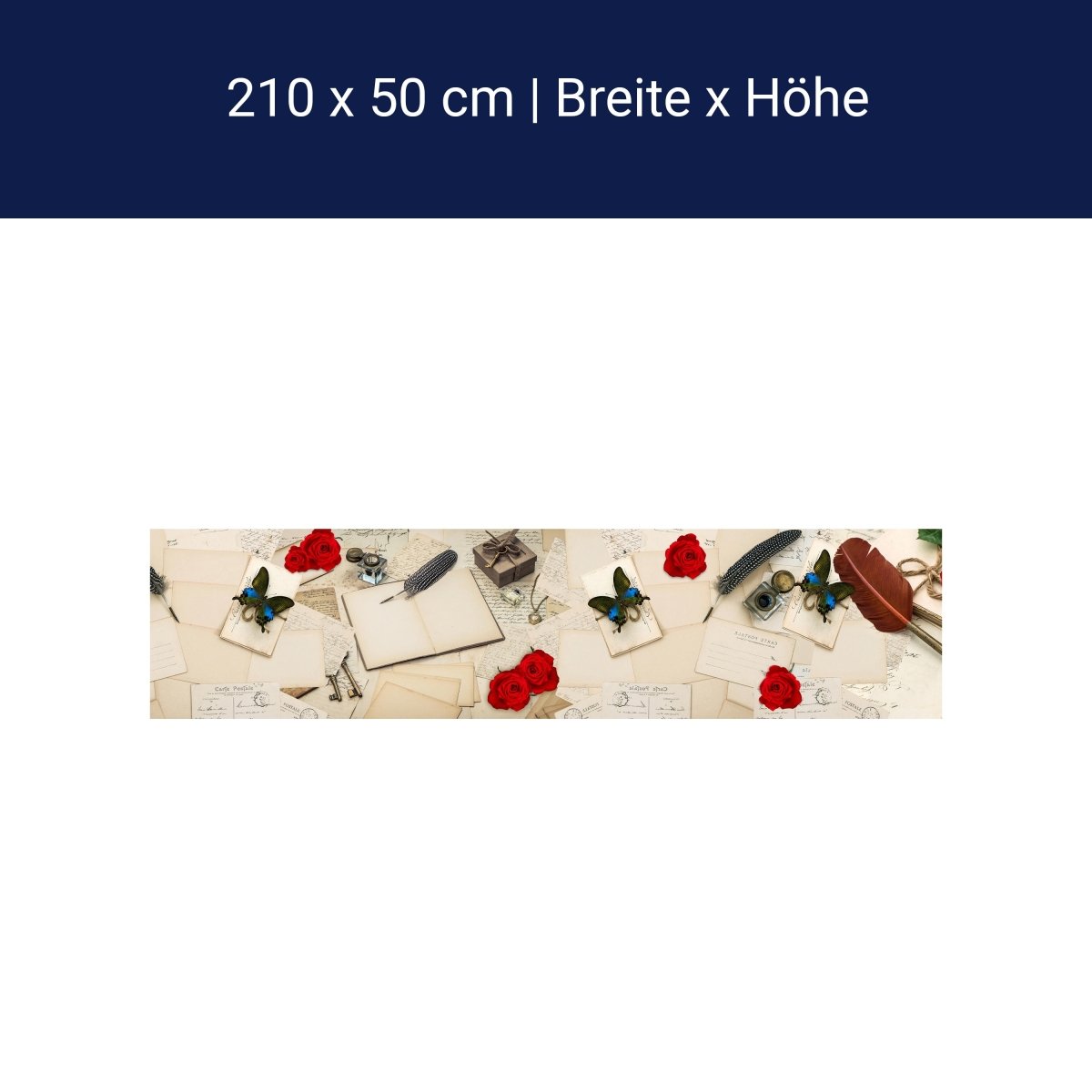 Küchenrückwand Rosen Briefe Postkarten Feder M1165 Küchenrückwand Rosen Briefe Postkarten Feder M1165