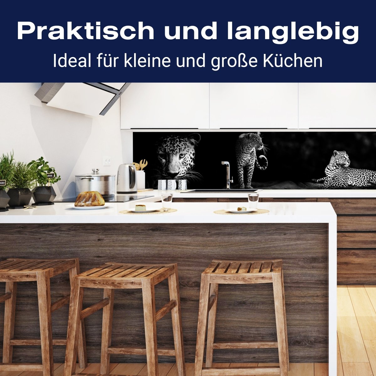 Küchenrückwand Leopard Schwarz Weiß Raubkatze Fauchen M1167 entdecken - Bild 3 Küchenrückwand Leopard Schwarz Weiß Raubkatze Fauchen M1167 entdecken - Bild 3