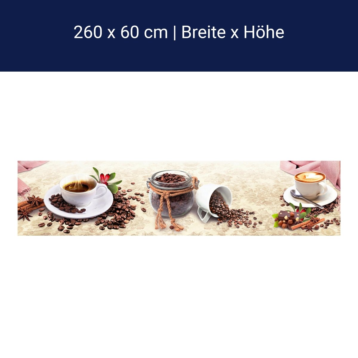 Küchenrückwand Kaffee Tasse Glas Schokolade Haselnuss M1170 Küchenrückwand Kaffee Tasse Glas Schokolade Haselnuss M1170