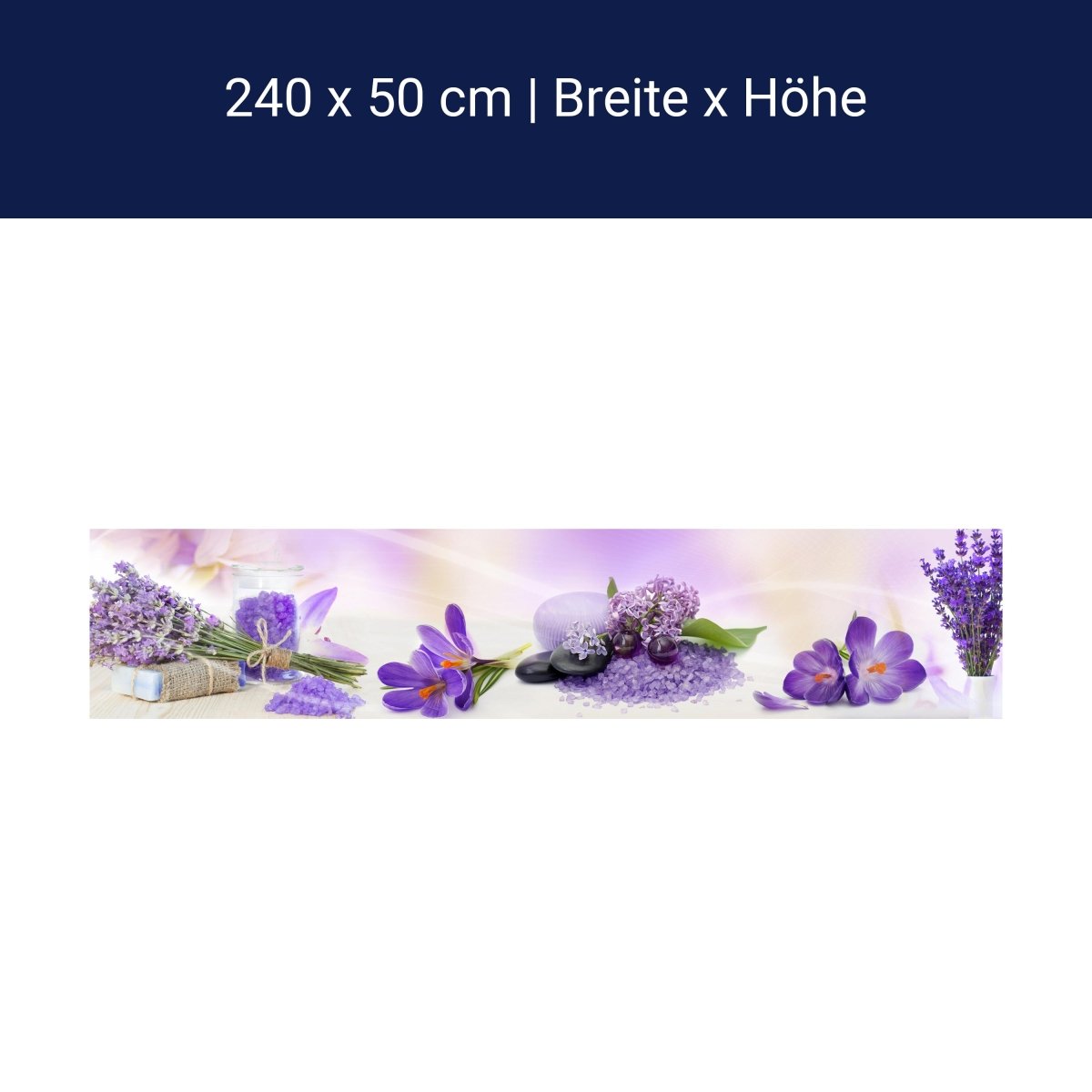 Küchenrückwand Lila Steine Glas Flieder Krokusse Flow M1177