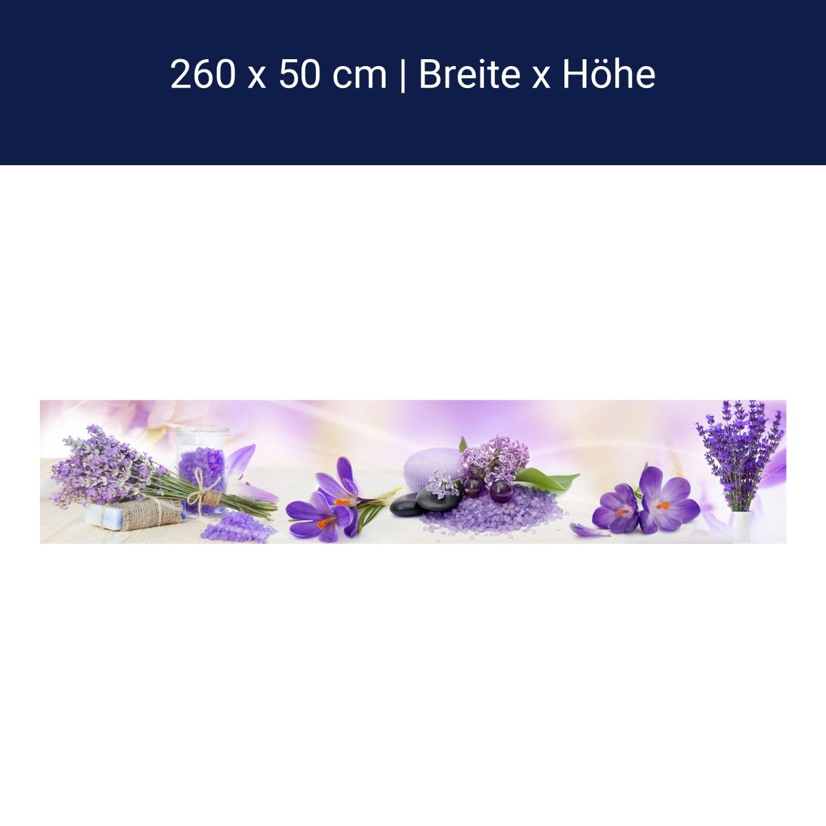 Küchenrückwand Lila Steine Glas Flieder Krokusse Flow M1177