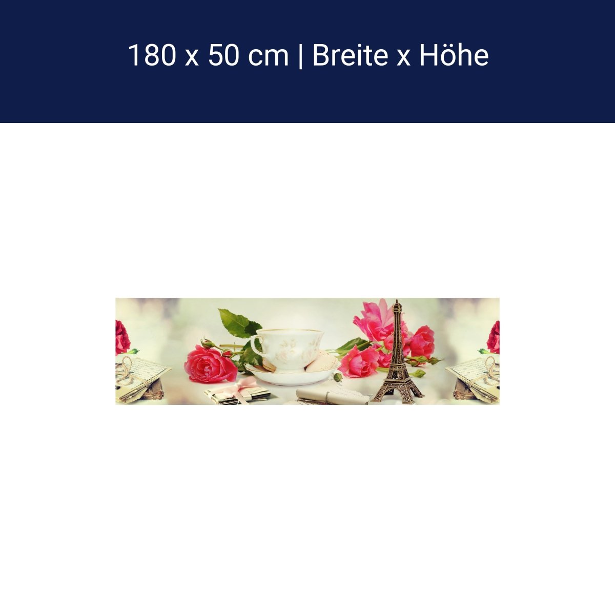 Küchenrückwand Eifelturm Rosen Briefe Schlüssel Tasse M1178