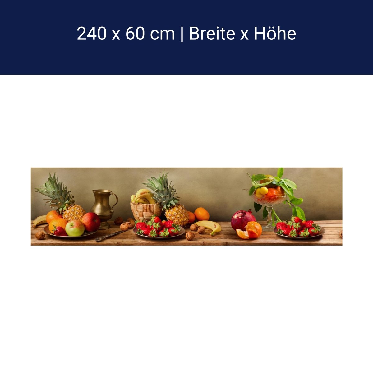 Küchenrückwand Obst Nüsse Erdbeeren Ananas Granatapfel M1180