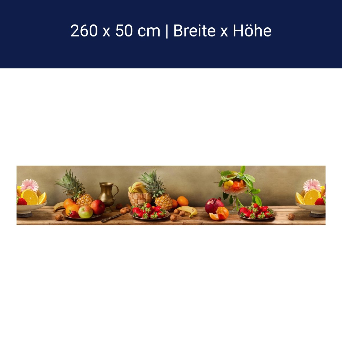 Küchenrückwand Obst Nüsse Erdbeeren Ananas Granatapfel M1180 Küchenrückwand Obst Nüsse Erdbeeren Ananas Granatapfel M1180