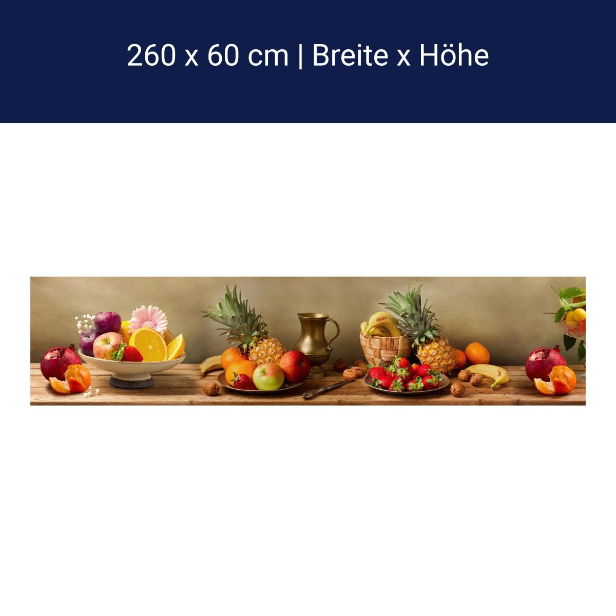 Küchenrückwand Obst Nüsse Erdbeeren Ananas Granatapfel M1180 Küchenrückwand Obst Nüsse Erdbeeren Ananas Granatapfel M1180