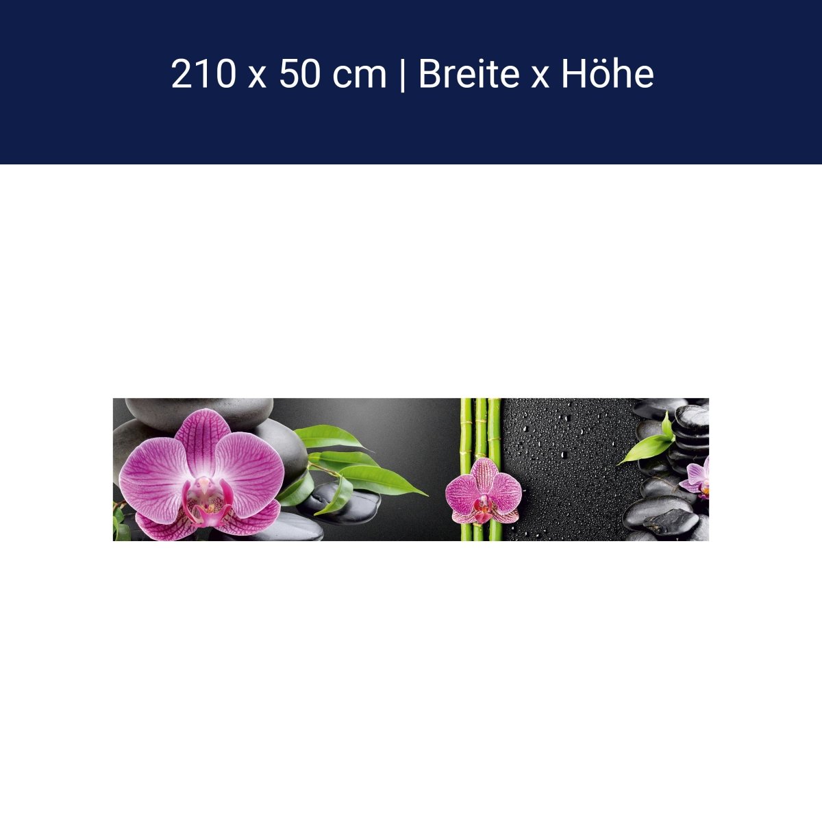 Küchenrückwand Bambus Steine Schwarz Orchidee Magenta M1185