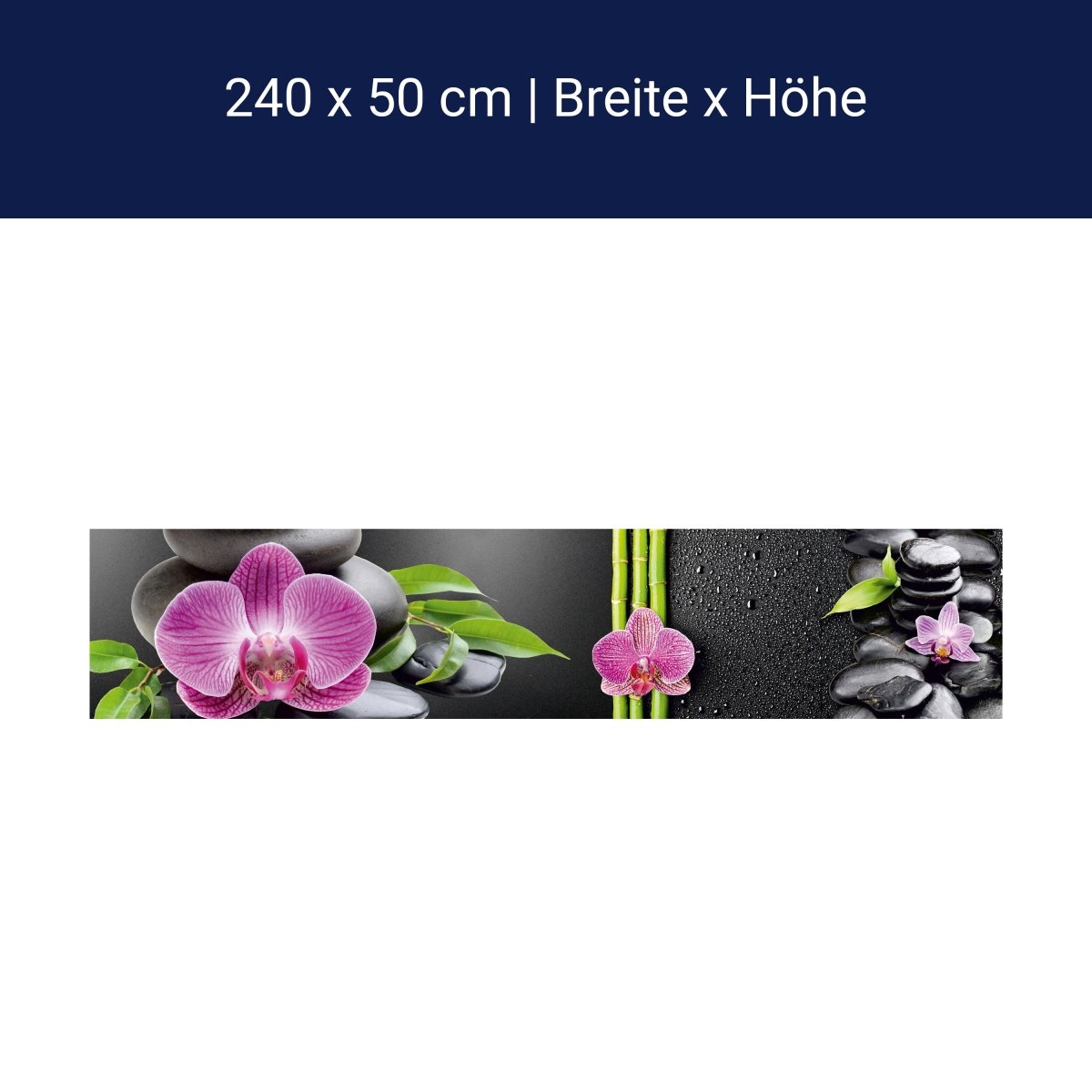 Küchenrückwand Bambus Steine Schwarz Orchidee Magenta M1185